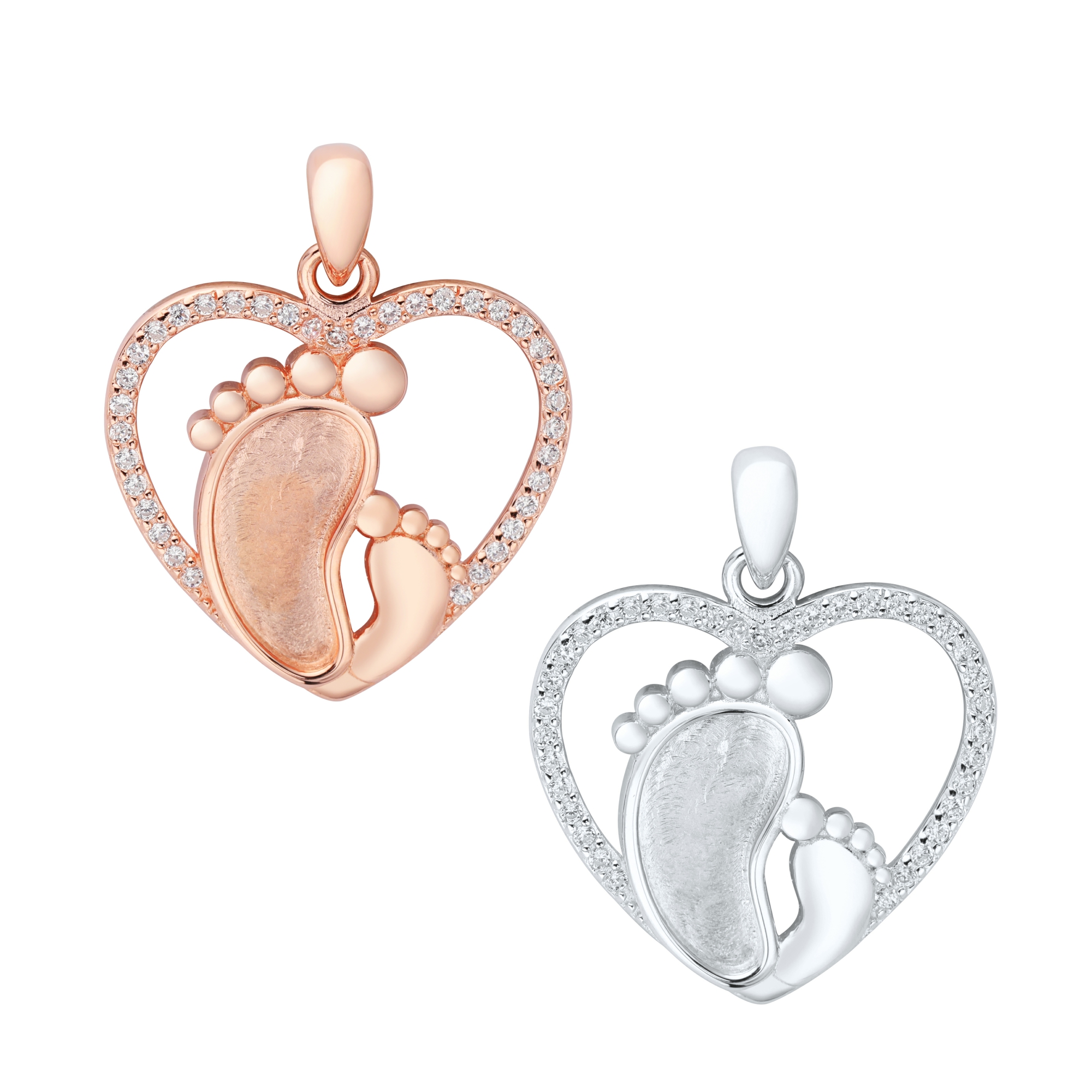 6x11MM Baby Footprint Keepsake Breast Milk Resin Pendant Bezel Settings,Solid 925 Sterling Silver Rose Gold Plated Pendant,DIY Memory Jewelry Supplies Overall Size 21MM 1431224 - Click Image to Close