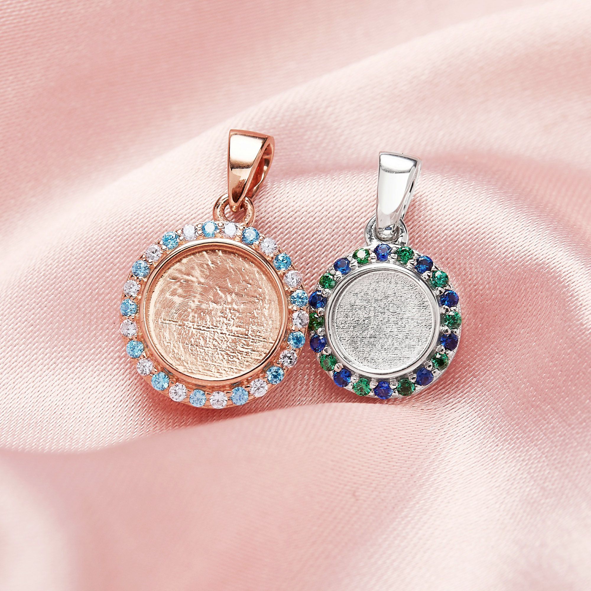 Keepsake Breast Milk Resin Round Pendant Bezel Settings,Solid Back 925 Sterling Silver Rose Gold Plated Pendant,Pave CZ Stone Charm,DIY Pendant Supplies 1431251 - Click Image to Close