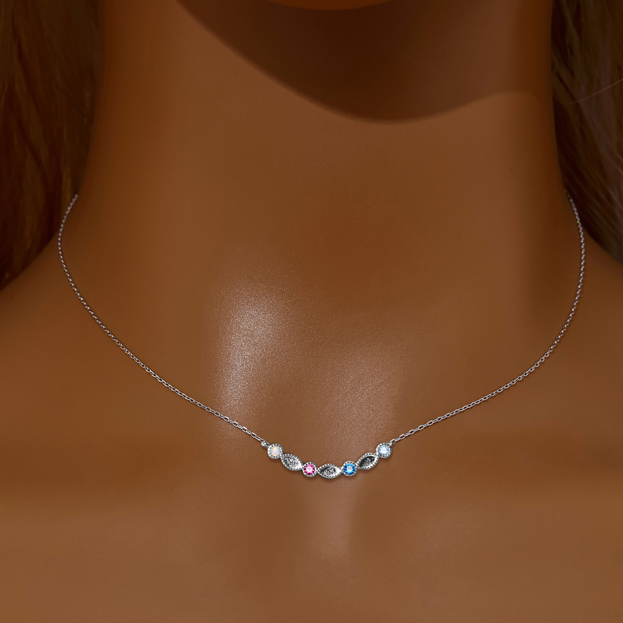 Keepsake Breast Milk Resin Pendant Necklace Settings,Solid 925 Sterling Silver 2x4MM Marquise Bezel CZ Birthstone Necklace With 16''+2'' Chain 1431255 - Click Image to Close