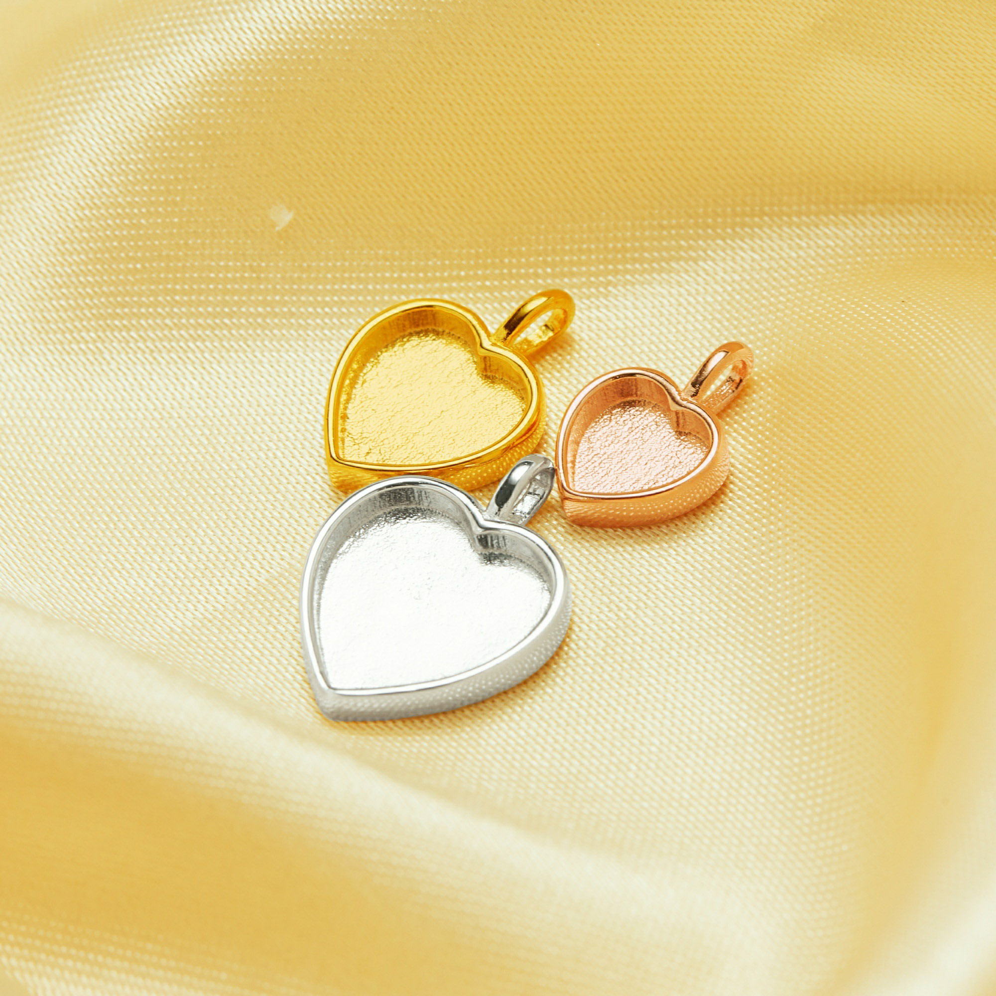 Minimalist Keepsake Breast Milk Resin Heart Bezel Pendant Blank Settings,Solid Back Solid 925 Sterling Silver Rose Gold Plated Charm,Minimalism Heart Pendant 1431317 - Click Image to Close