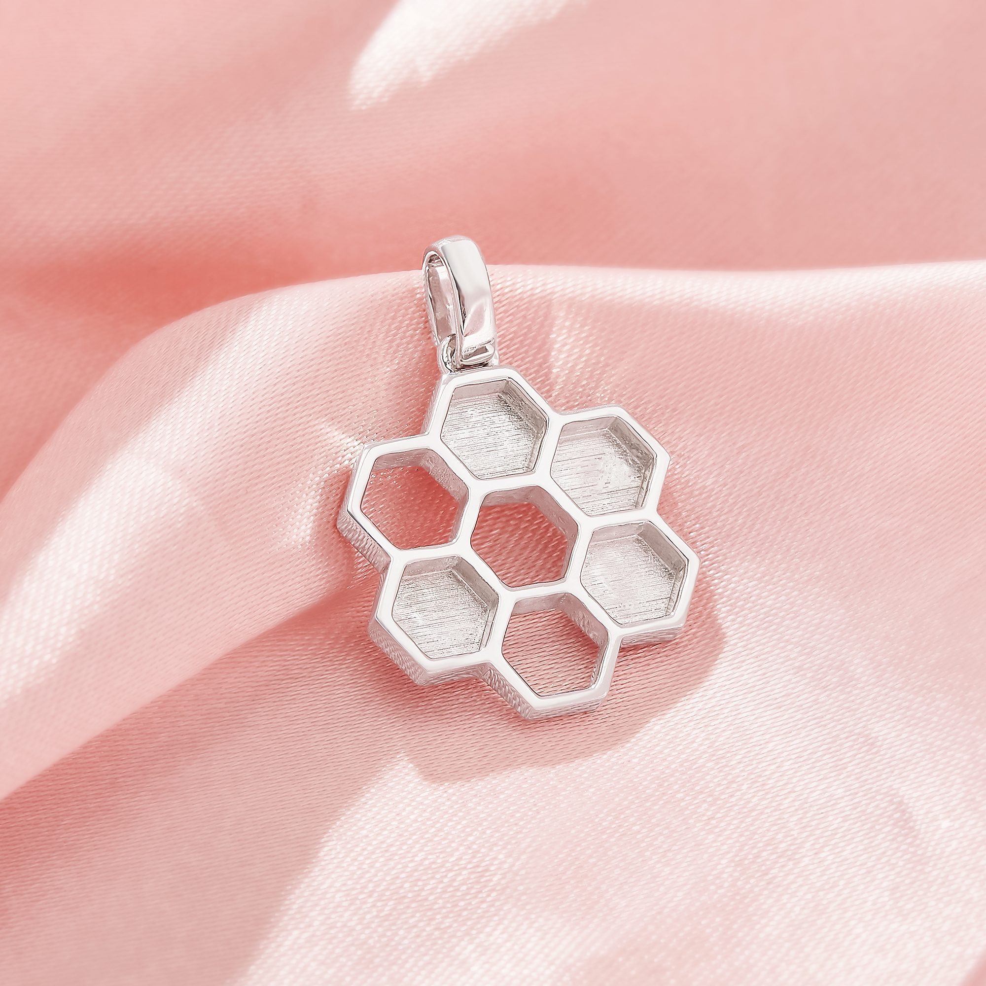 Keepsake Breast Milk Resin Hexagon Bezel Pendant Settings,Honeycomb Solid 9K 14K 18K Gold Pendant Charm,DIY Pendant Supplies 1431418 - Click Image to Close
