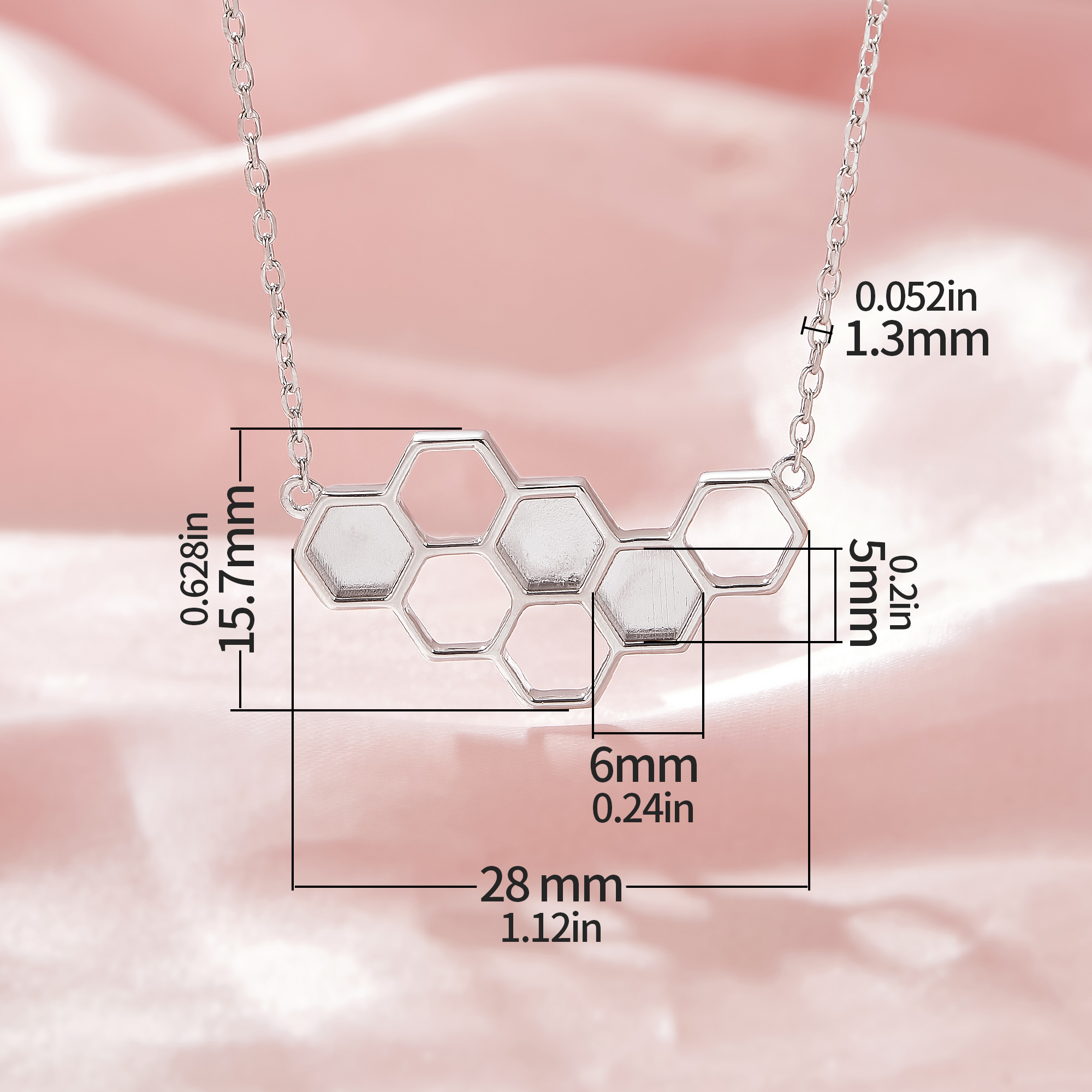 Keepsake Breast Milk Resin Hexagon Bezel Pendant Settings,Honeycomb Solid Back 9K 14K 18K Gold Necklace,DIY Necklace Supplies 1431419 - Click Image to Close
