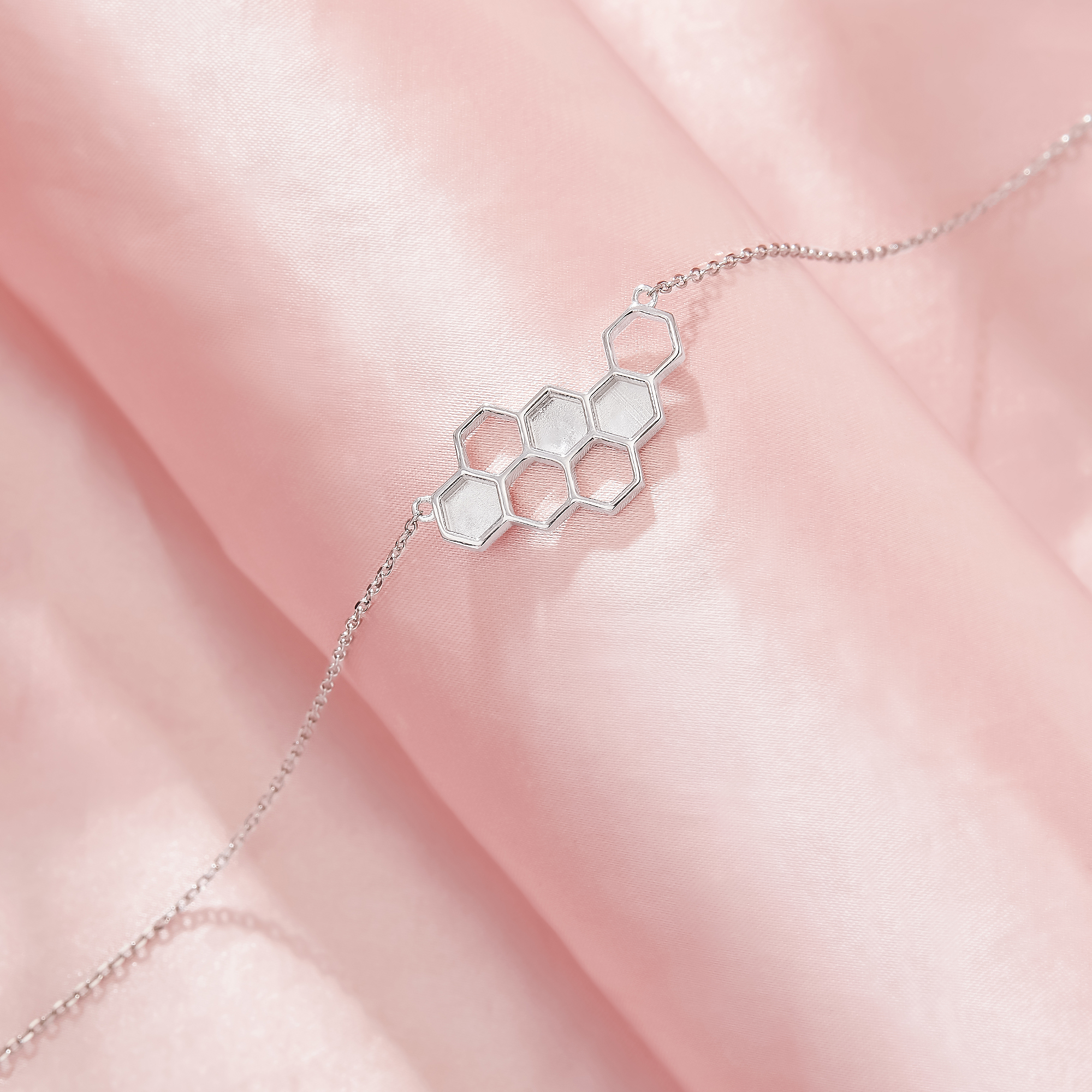 Keepsake Breast Milk Resin Hexagon Bezel Pendant Settings,Honeycomb Solid Back 9K 14K 18K Gold Necklace,DIY Necklace Supplies 1431419 - Click Image to Close