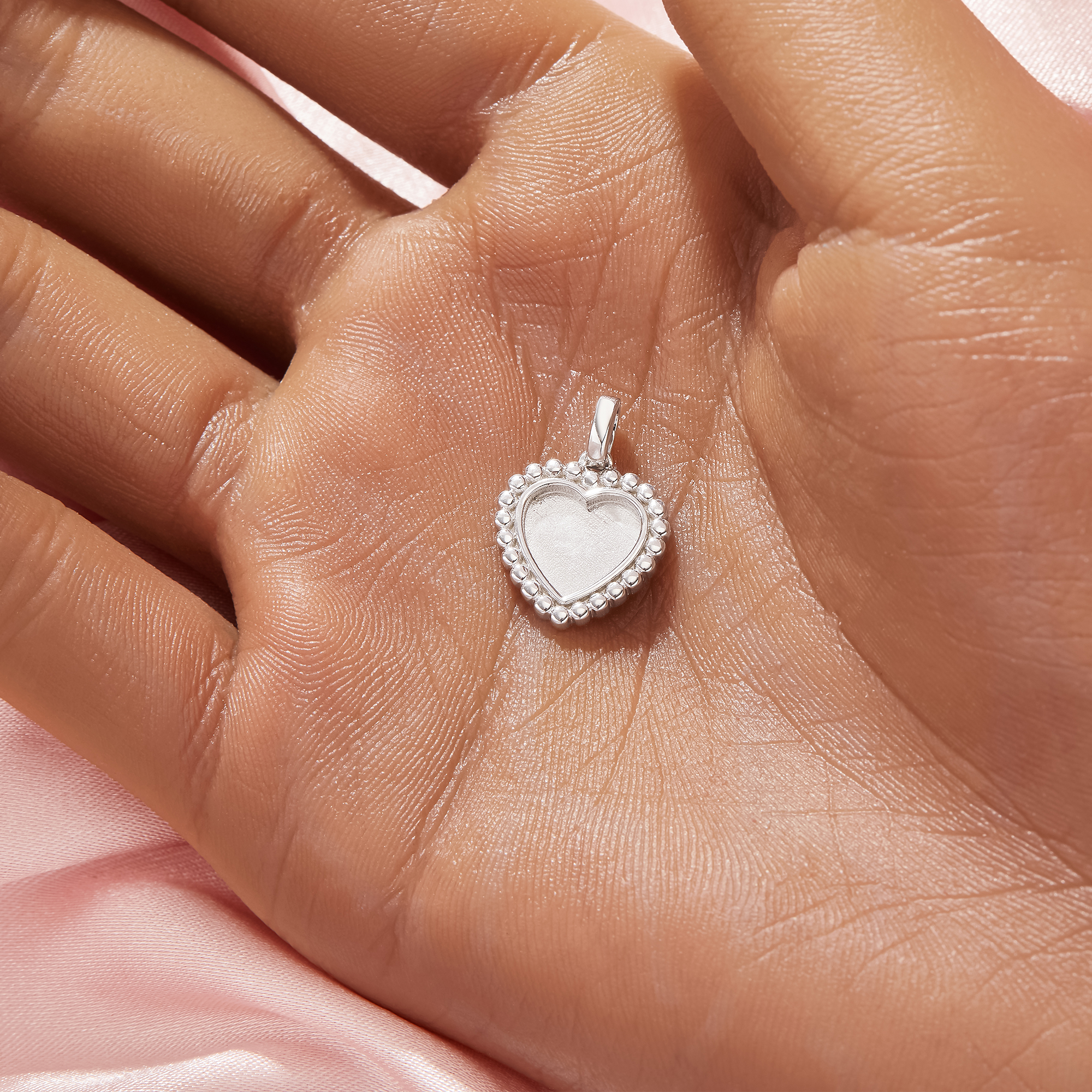 Keepsake Breast Milk Resin Heart Dots Bezel Pendant Settings,Solid 925 Sterling SilverPendant Charm, Art Deco Pendant Charm,DIY Pendant Bezel 1431431