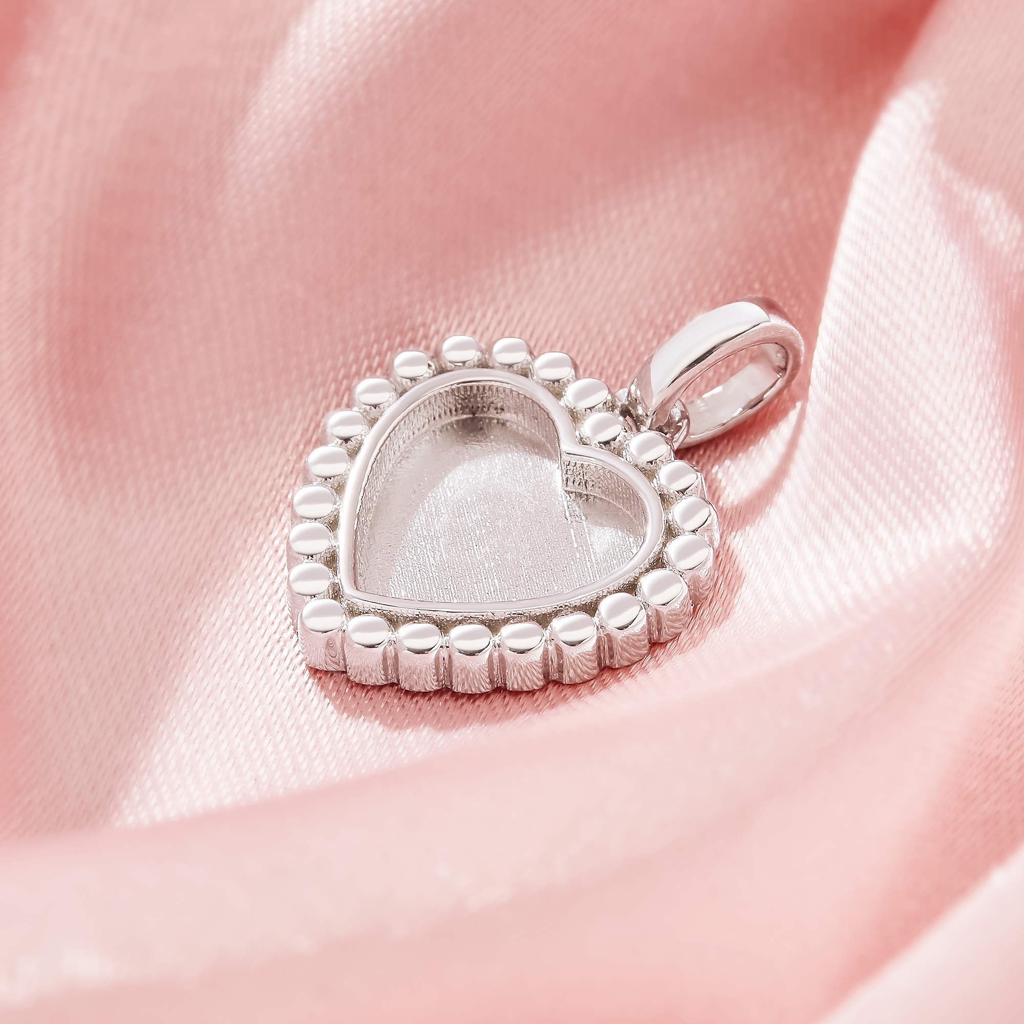 Keepsake Breast Milk Resin Heart Dots Bezel Pendant Settings,Solid 925 Sterling SilverPendant Charm, Art Deco Pendant Charm,DIY Pendant Bezel 1431431