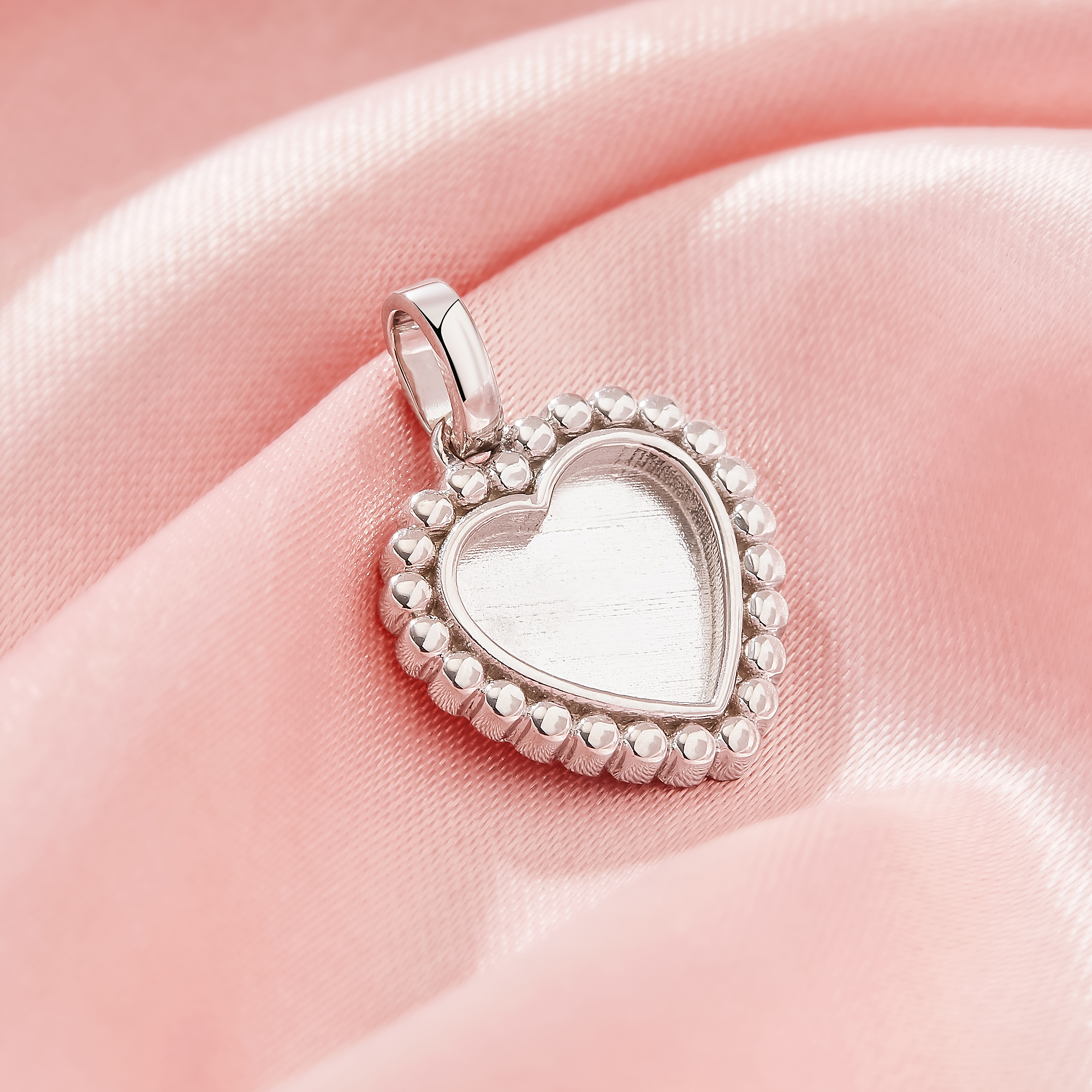 Keepsake Breast Milk Resin Heart Dots Bezel Pendant Settings,Solid 925 Sterling SilverPendant Charm, Art Deco Pendant Charm,DIY Pendant Bezel 1431431