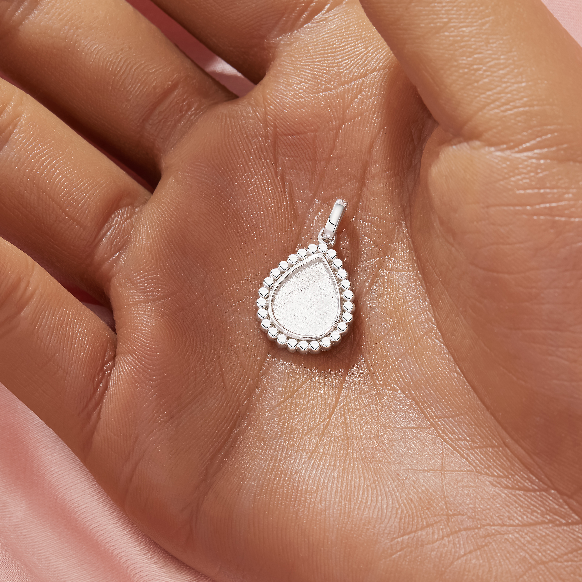 Keepsake Breast Milk Resin Dots Pear Bezel Pendant Settings,Solid 925 Silver Pendant Charm,DIY Pendant Supplies 1431432