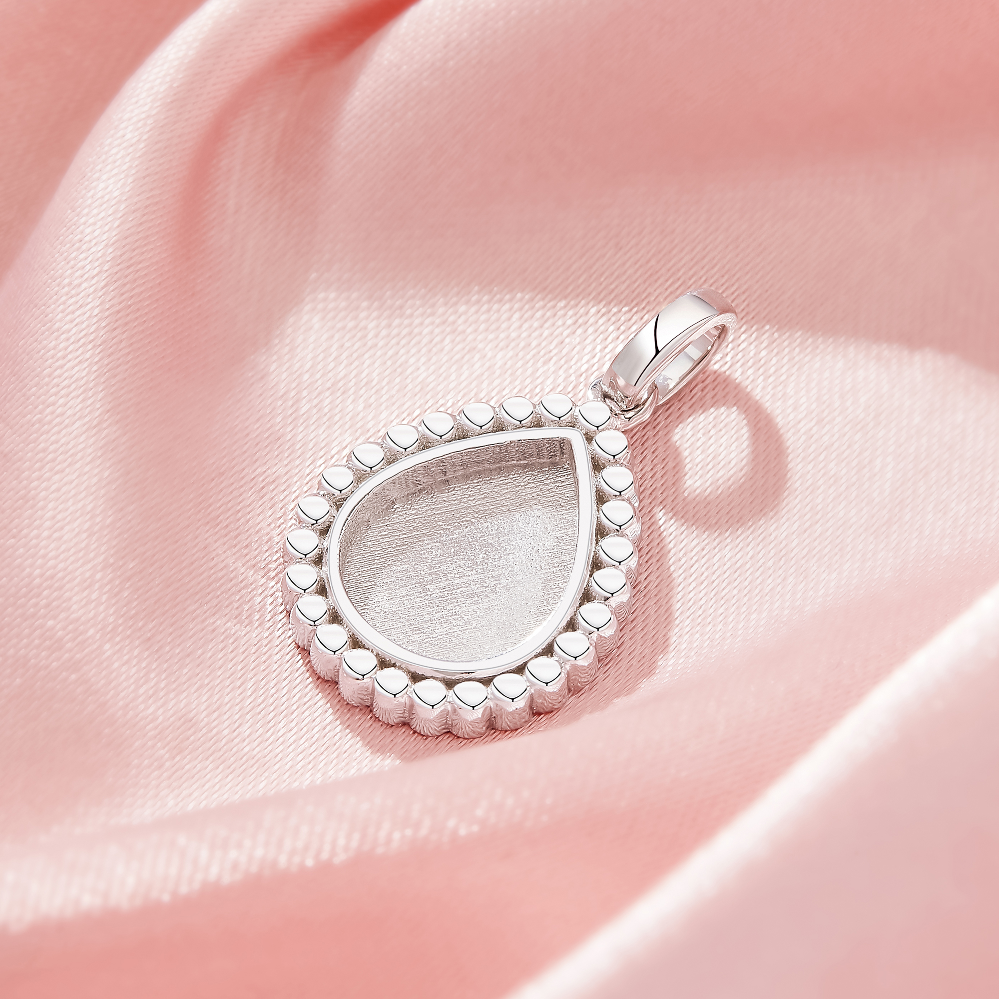 Keepsake Breast Milk Resin Dots Pear Bezel Pendant Settings,Solid 925 Silver Pendant Charm,DIY Pendant Supplies 1431432