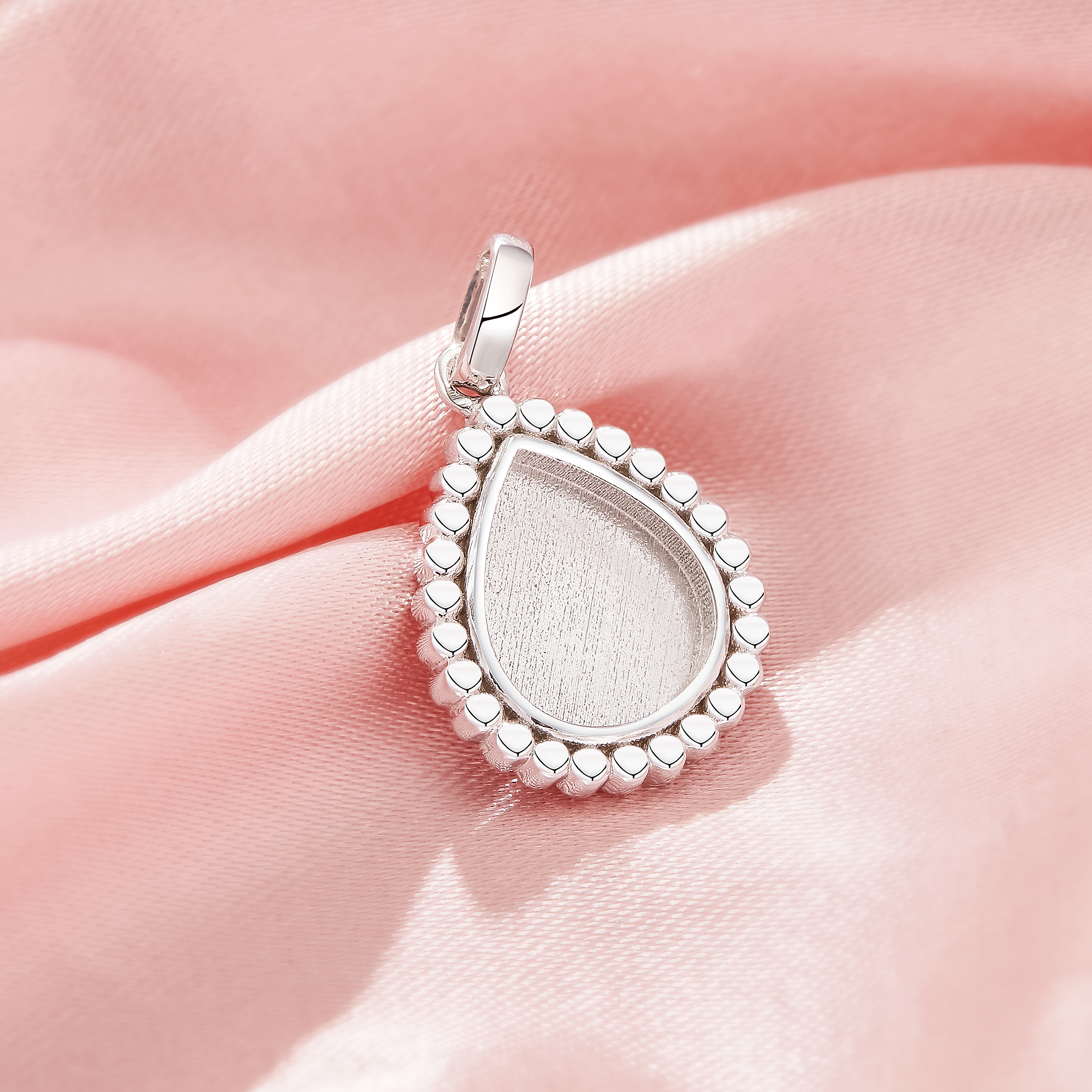 Keepsake Breast Milk Resin Dots Pear Bezel Pendant Settings,Solid 925 Silver Pendant Charm,DIY Pendant Supplies 1431432