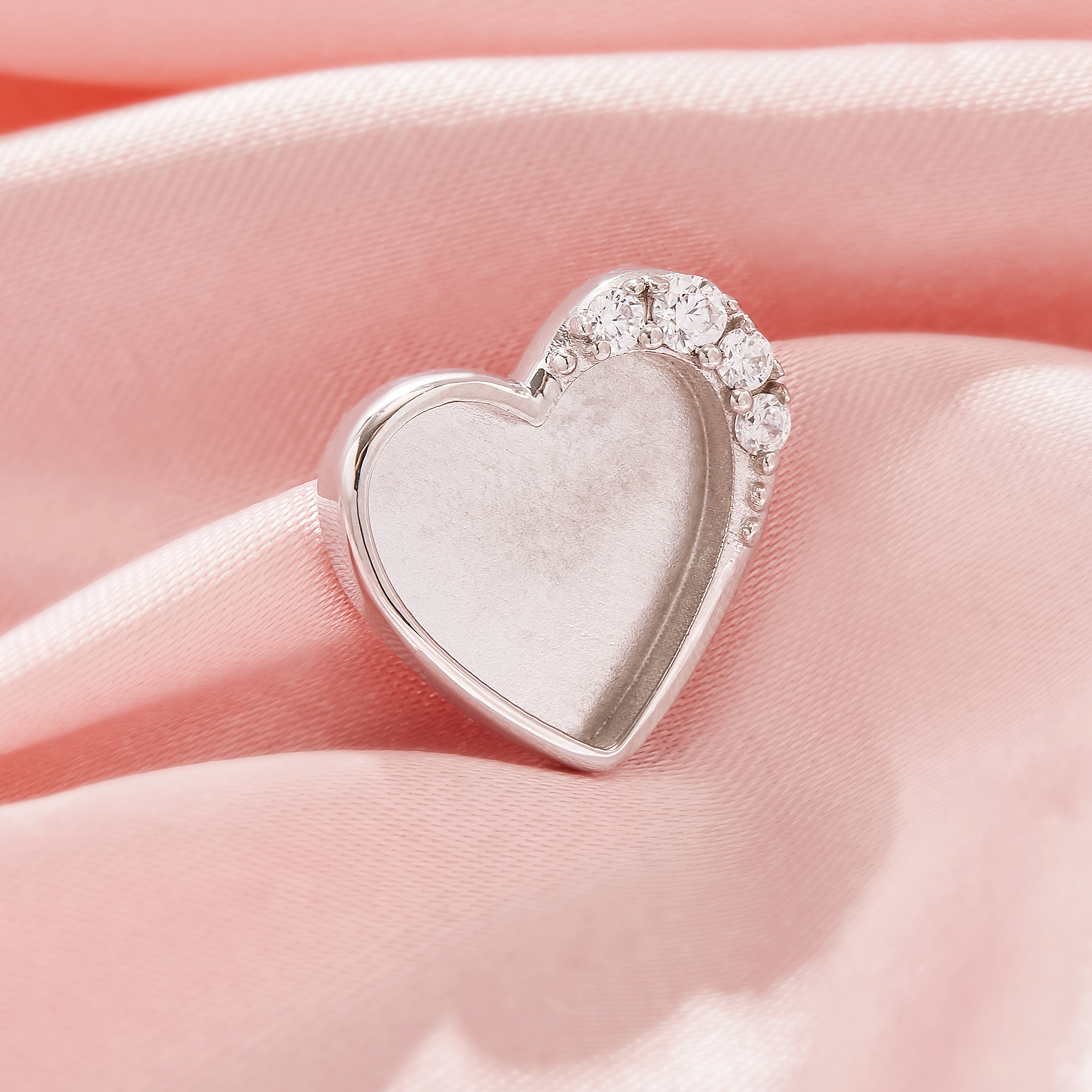 Keepsake Breast Milk Resin Heart Bezel Pendant Settings,Solid 925 Sterling Silver Pendant Charm,Art Deco DIY Pendant Supplies 1431434