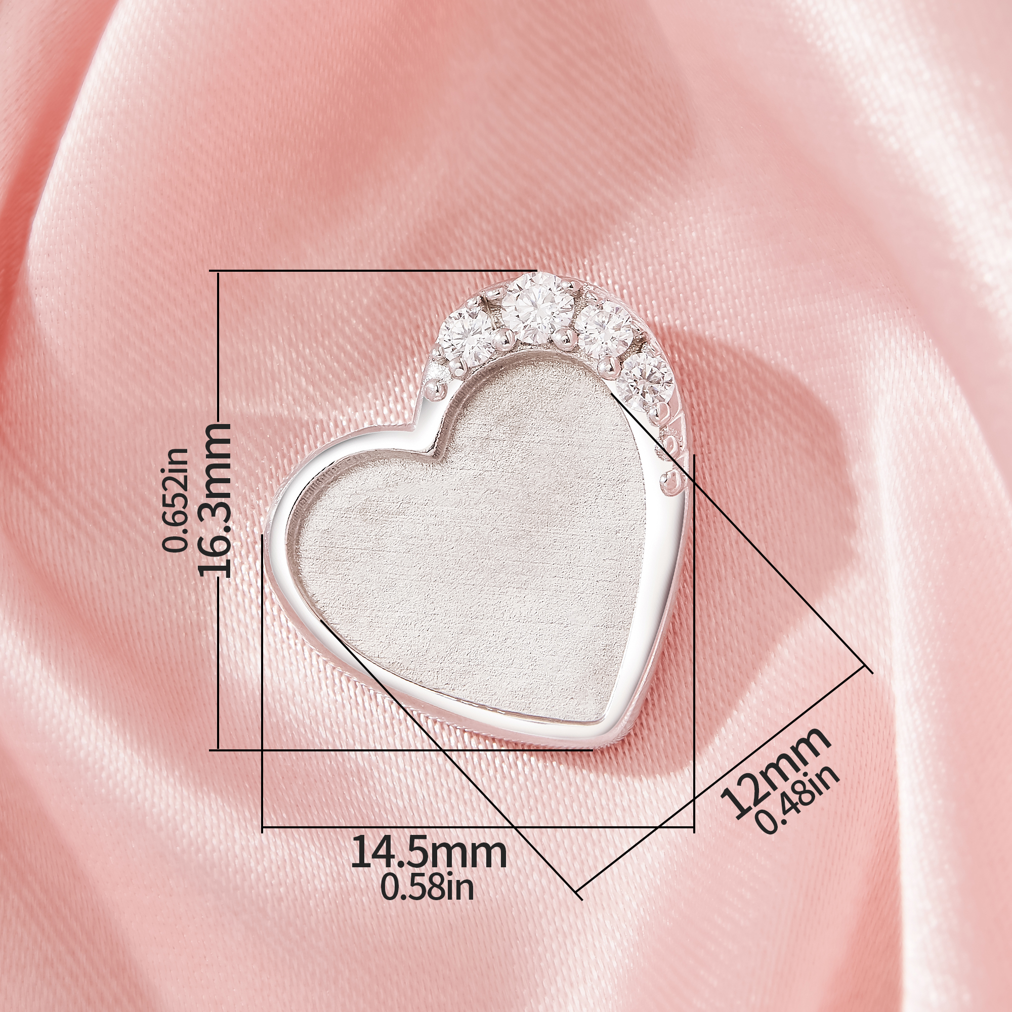 Keepsake Breast Milk Resin Heart Bezel Pendant Settings,Solid 925 Sterling Silver Pendant Charm,Moissanite Art Deco DIY Pendant Supplies 1431434 - Click Image to Close