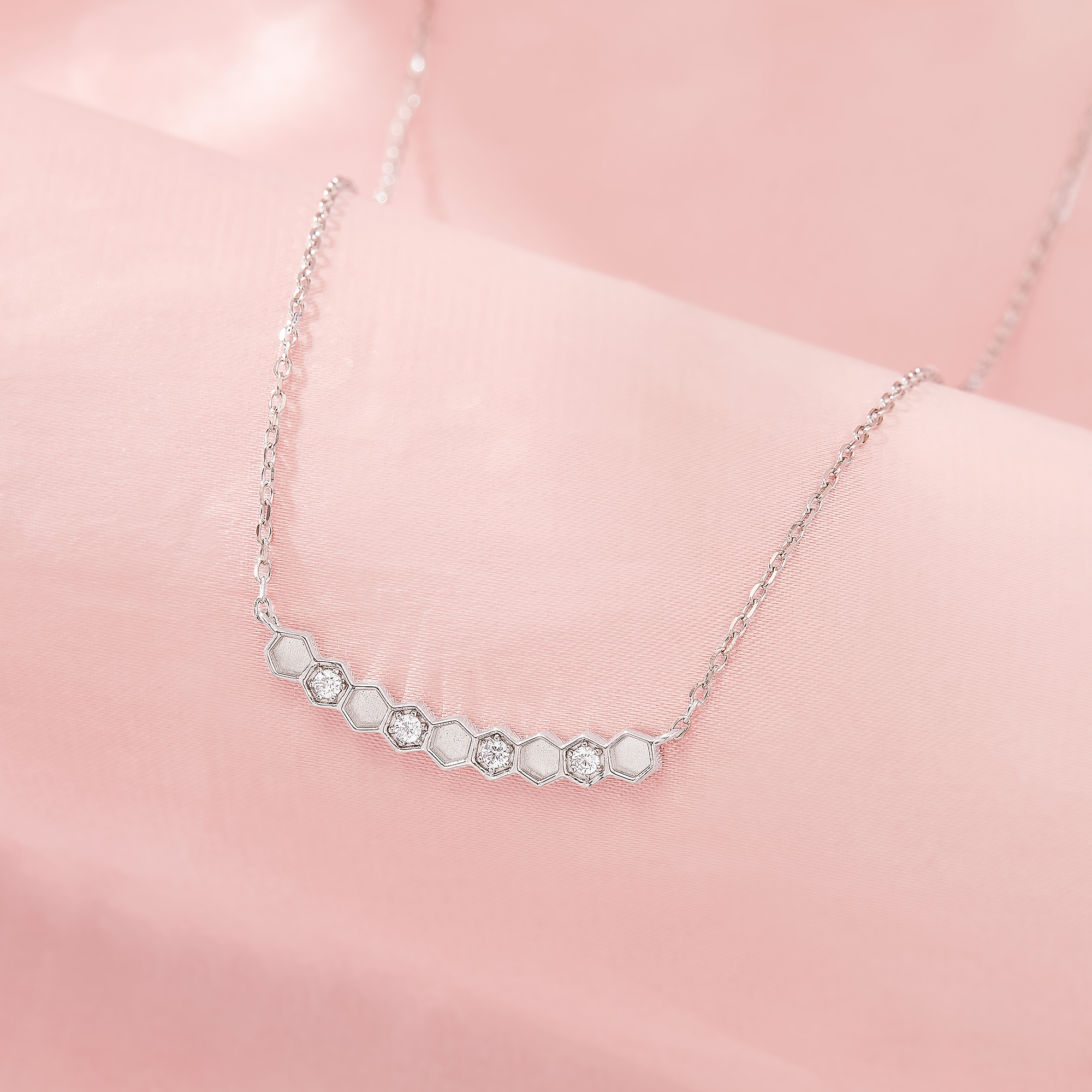 Keepsake Breast Milk Resin Honeycomb Birthstone Necklace,Hexagon Bezel Solid 925 Sterling Silver Necklace, DIY Necklace 16''+2'' 1431435-1