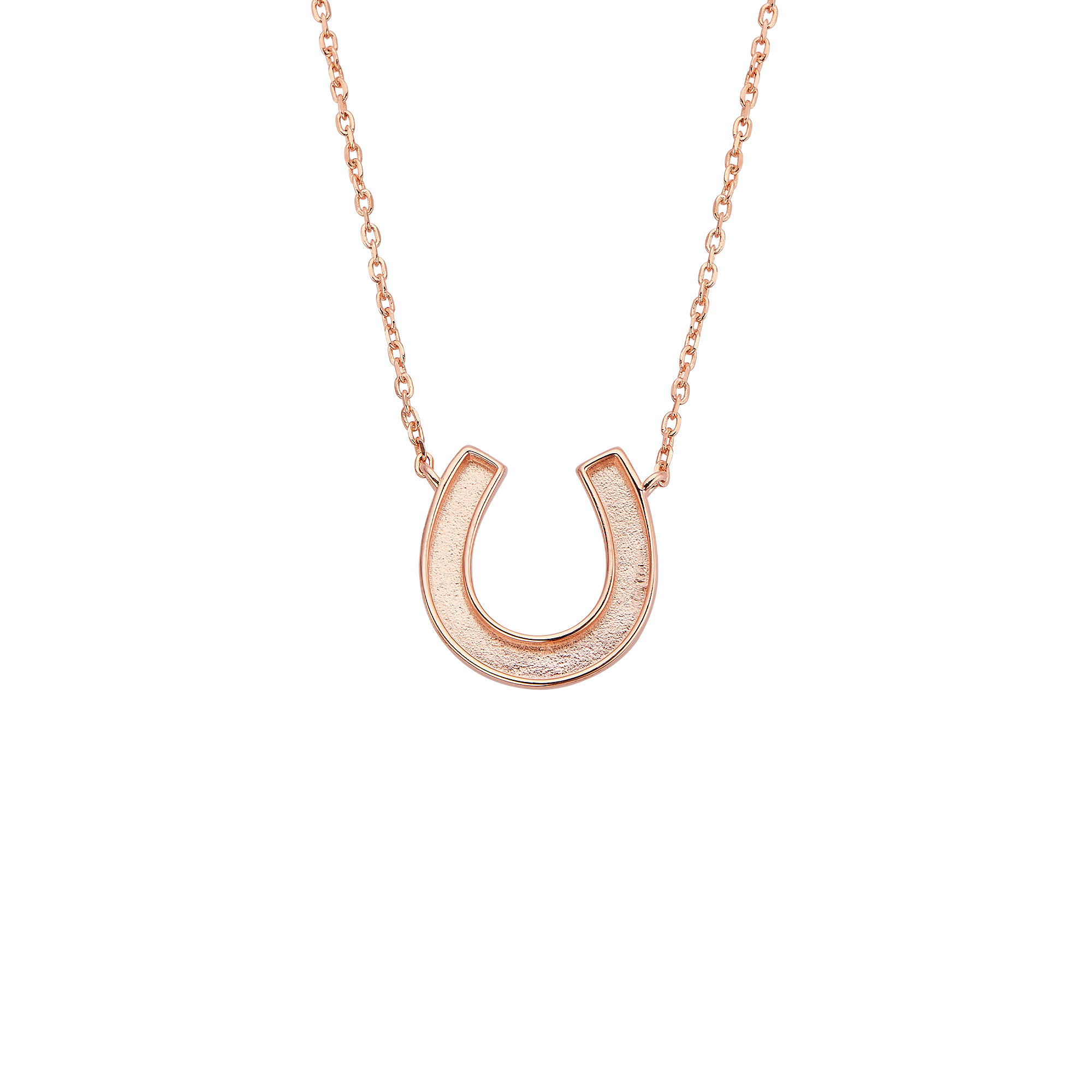 Keepsake Breast Milk Resin Horse Shoe U Bezel Pendant Necklace Settings,Solid 925 Sterling Silver Rose Gold Plated DIY Necklace Supplies 16''+2'' Extension Chain1431441 - Click Image to Close