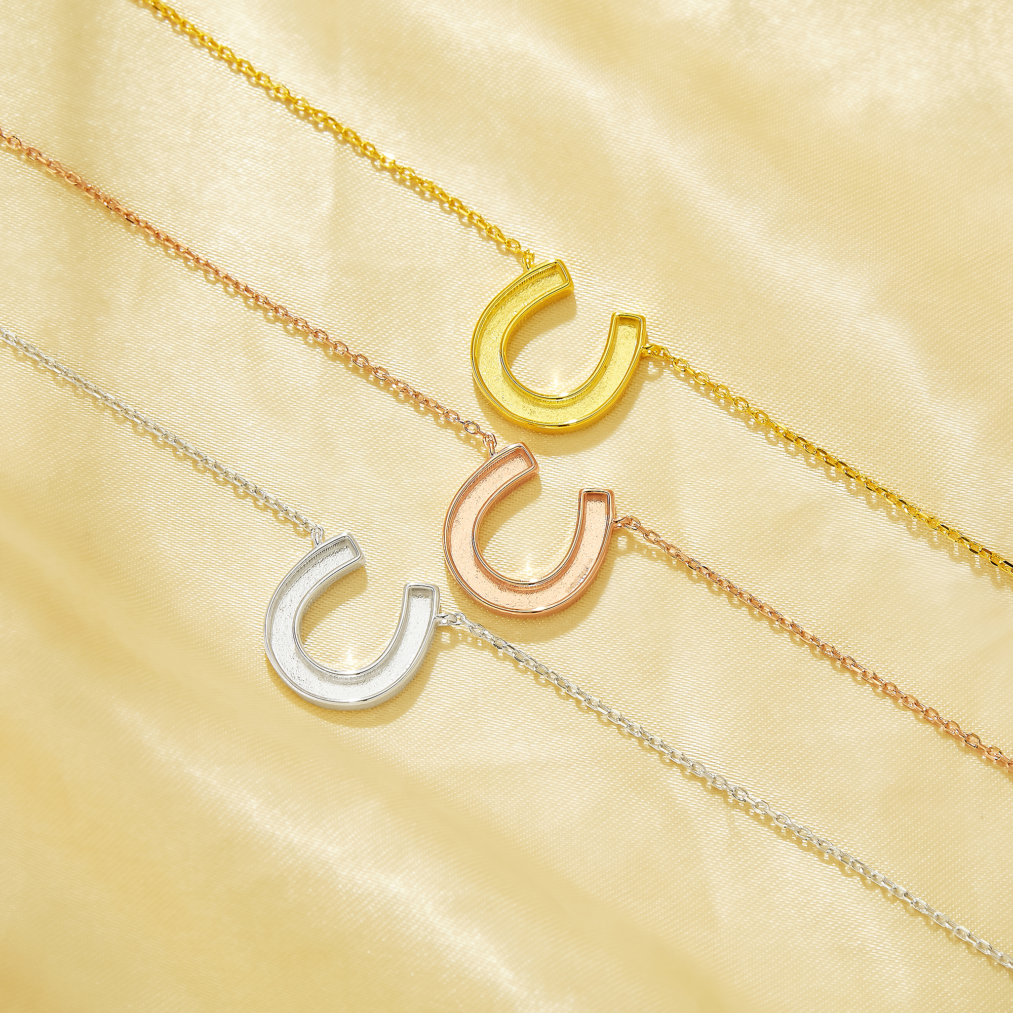 Keepsake Breast Milk Resin Horse Shoe U Bezel Pendant Necklace Settings,Solid 925 Sterling Silver Rose Gold Plated DIY Necklace Supplies 16''+2'' Extension Chain1431441 - Click Image to Close