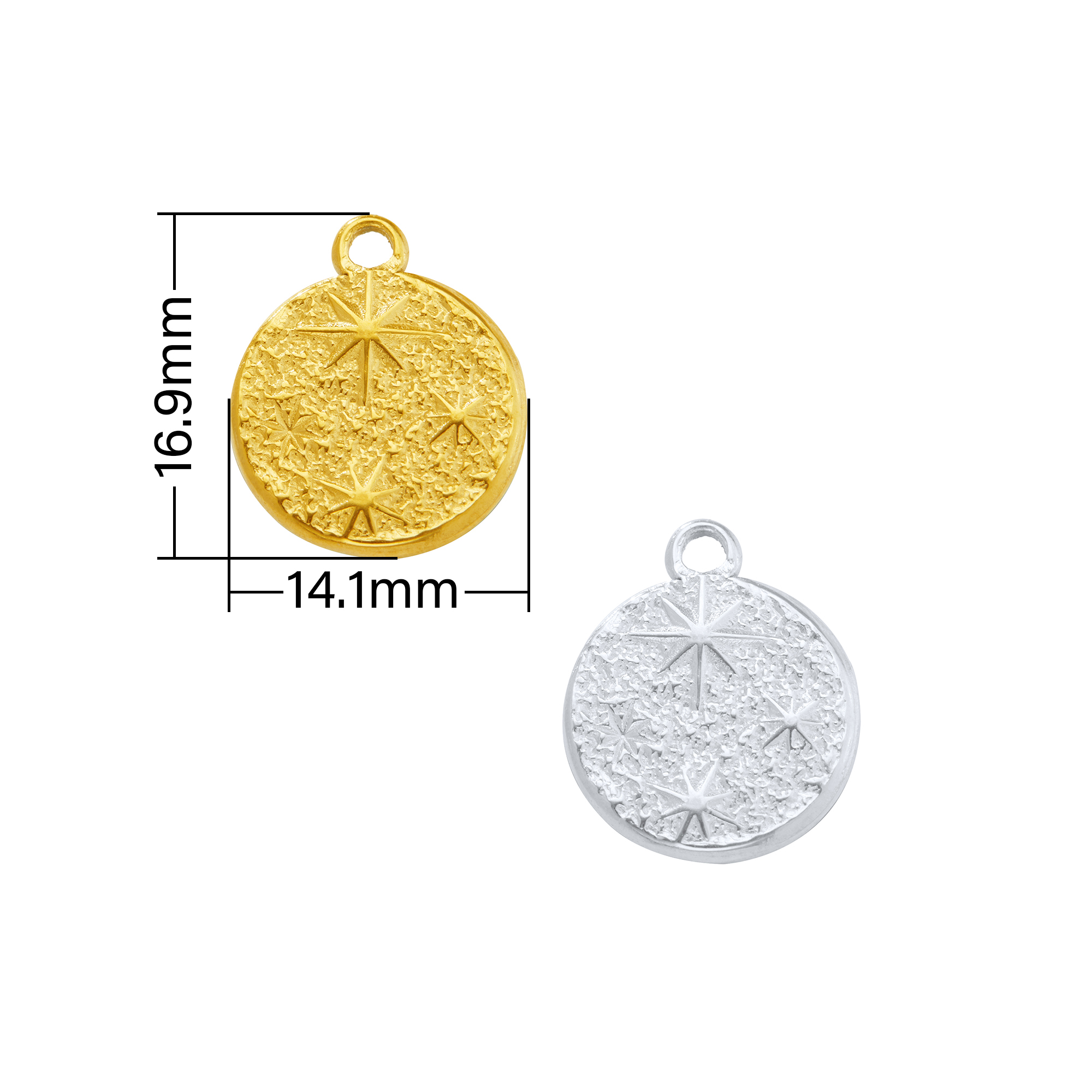 Vintage Styles Stainless Steel Star Round Pendant,Gold Plated Stainless Steel Round Pendant Charm,DIY Pendant Supplies 1431443 - Click Image to Close