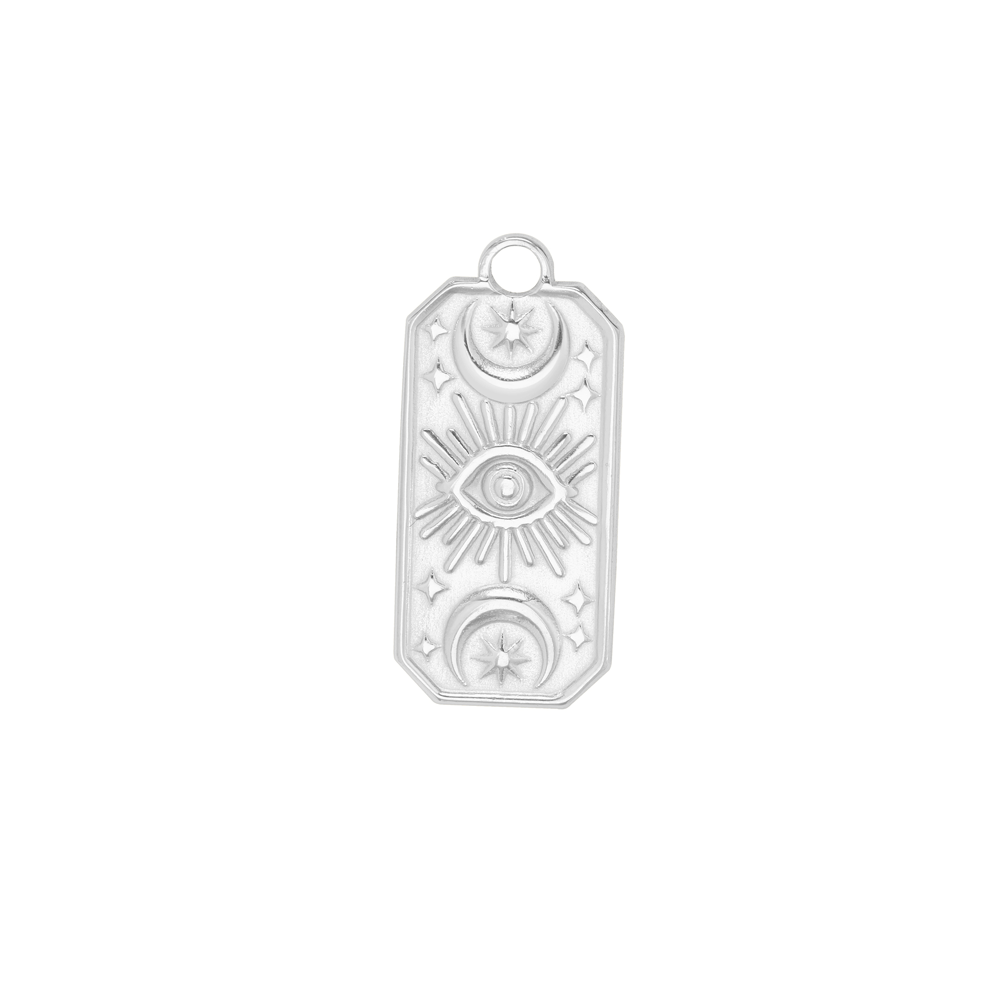 Stainless Steel Sun Moon Eye Rectangle Pendant Charm,Yellow Gold Plated Stainless Steel Pendant,Vintage Styles Pendant Blank 1431444 - Click Image to Close