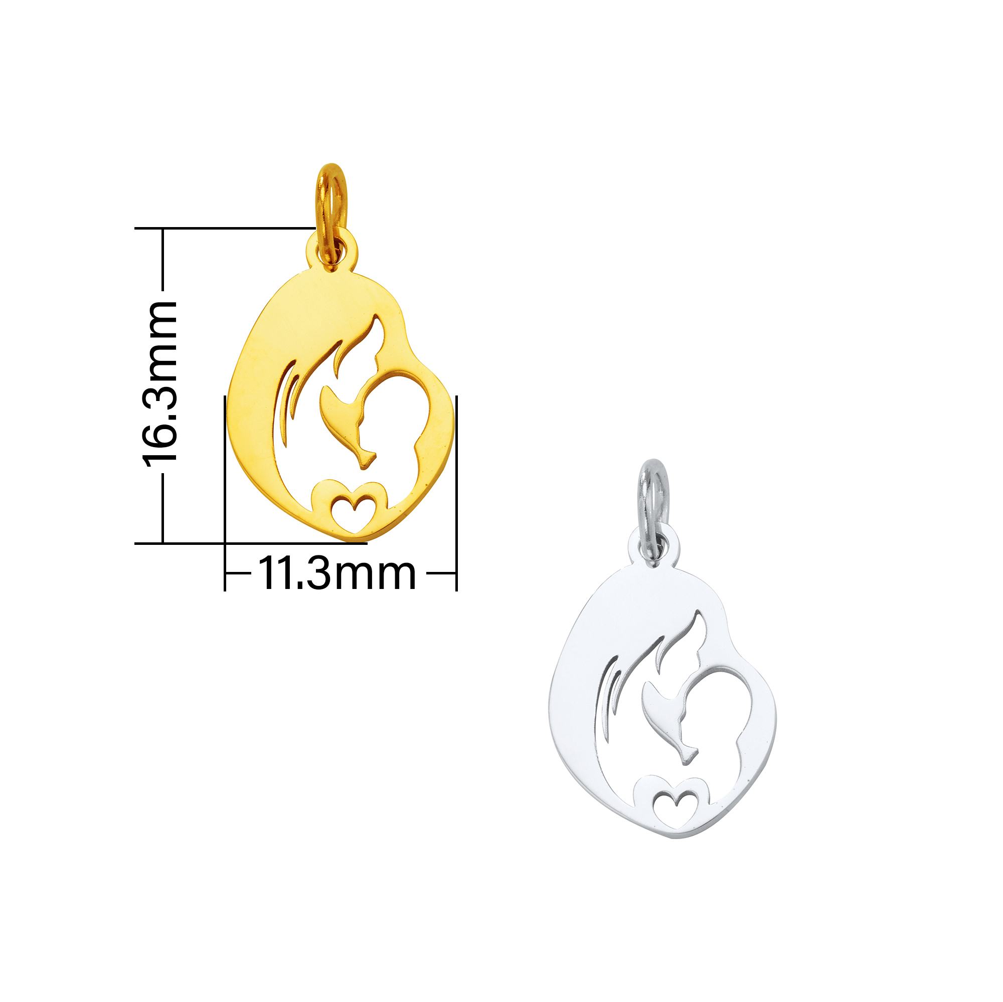 Stainless Steel Mother Child Baby Pendant Charm,Yellow Gold Plated Stainless Steel Pendant,DIY Pendant Blank Supplies 1431445 - Click Image to Close