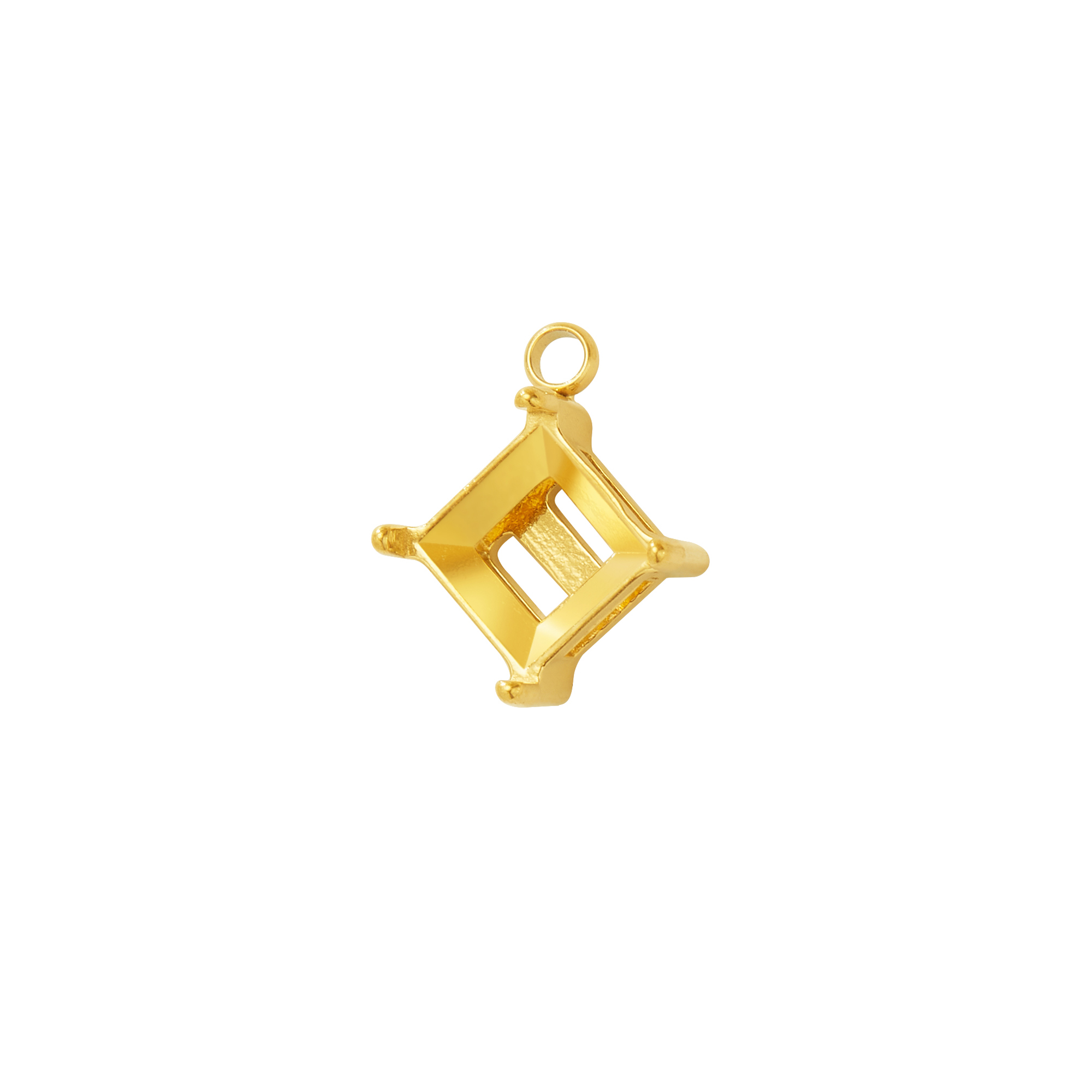 6MM Square Prongs Bezel Pendant Settings,Yellow Gold Plated Stainless Steel Pendant Charm,Minimalist Square Pendant,Simple Square Pendant Blank 1431454 - Click Image to Close