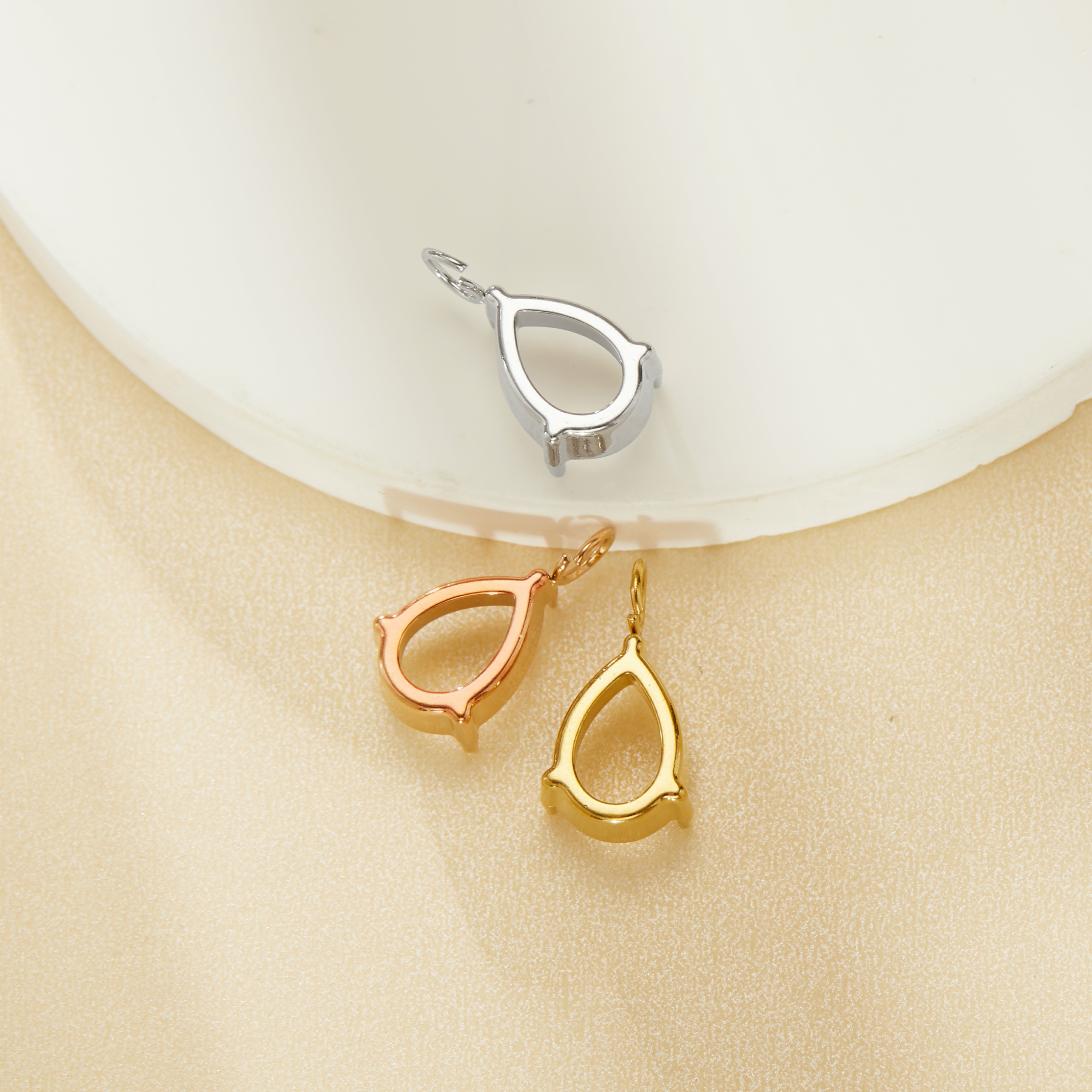 7x9MM Pear Prongs Bezel Pendant Settings,Rose Yellow Gold Plated Stainless Steel Pear Pendant Charm,Minimalist Pendant,Simple Pendant Blank 1431456 - Click Image to Close