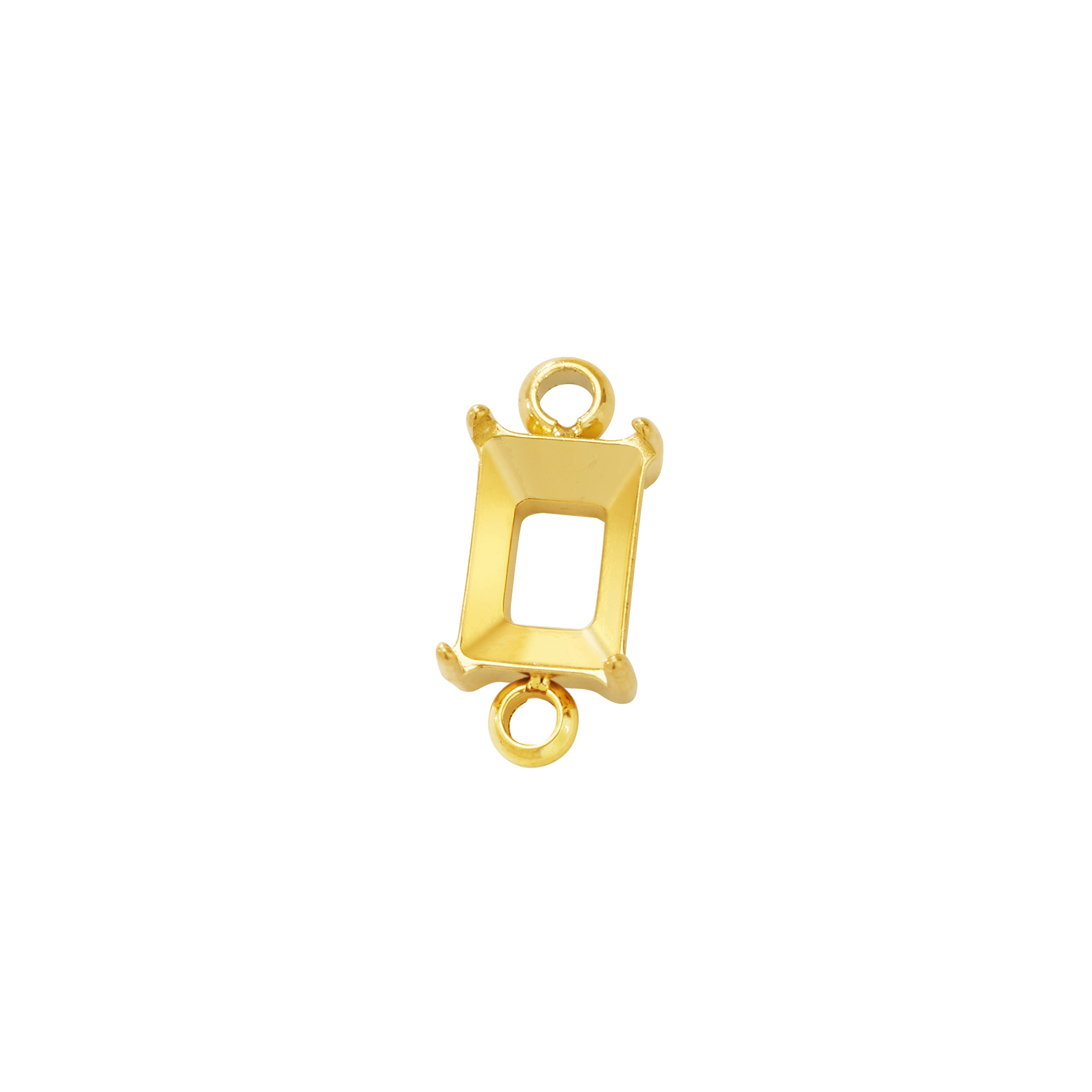 4x6MM Rectangle Prongs Bezel Pendant Settings With Two Loops,Yellow Gold Plated Stainless Steel Rectangle Pendant Charm,Minimalist Pendant,DIY Pendant Blank 1431459 - Click Image to Close