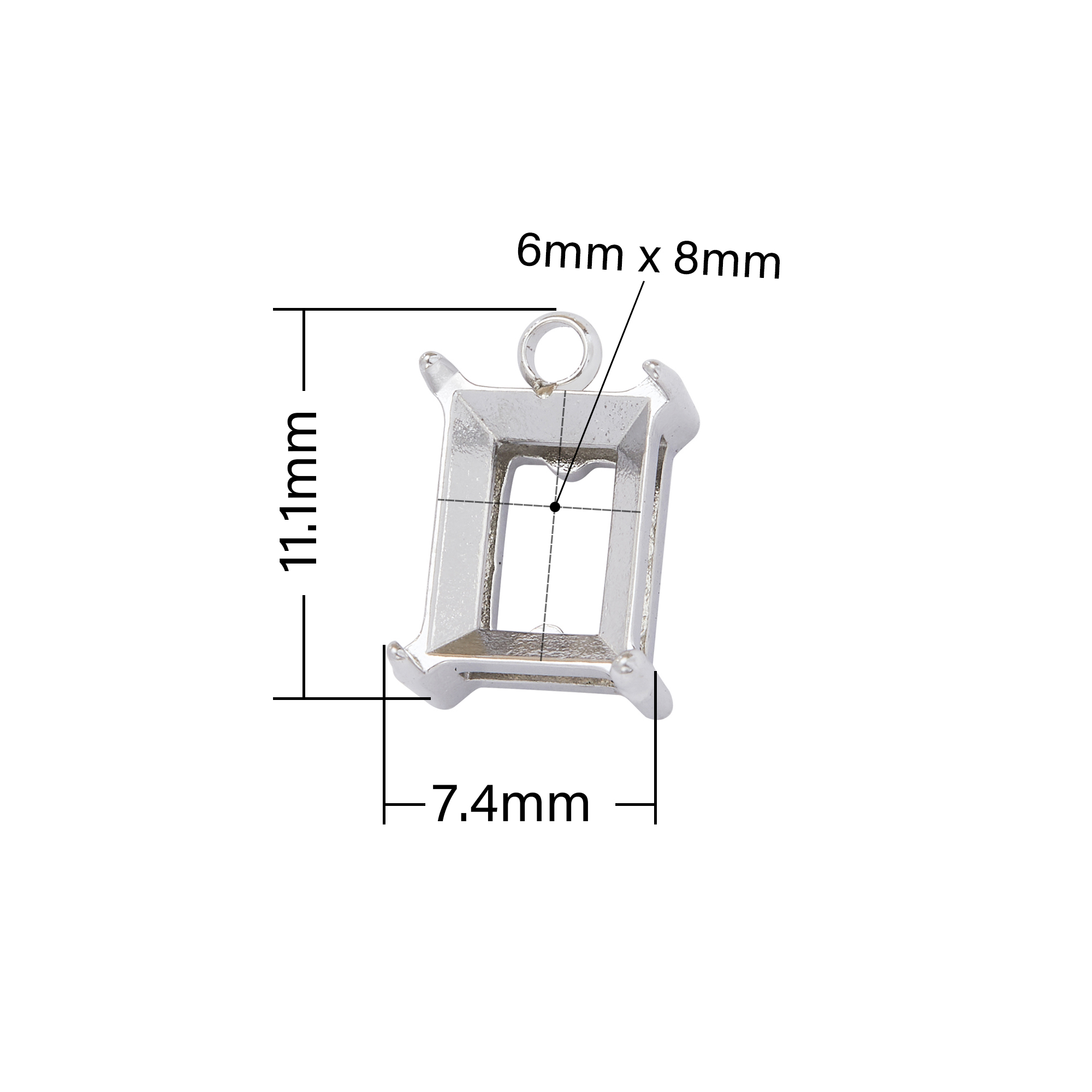 6x8MM Rectangle Prongs Bezel Pendant Settings With Loop,Stainless Steel Rectangle Pendant Charm,Minimalist Pendant,DIY Pendant Blank 1431460 - Click Image to Close
