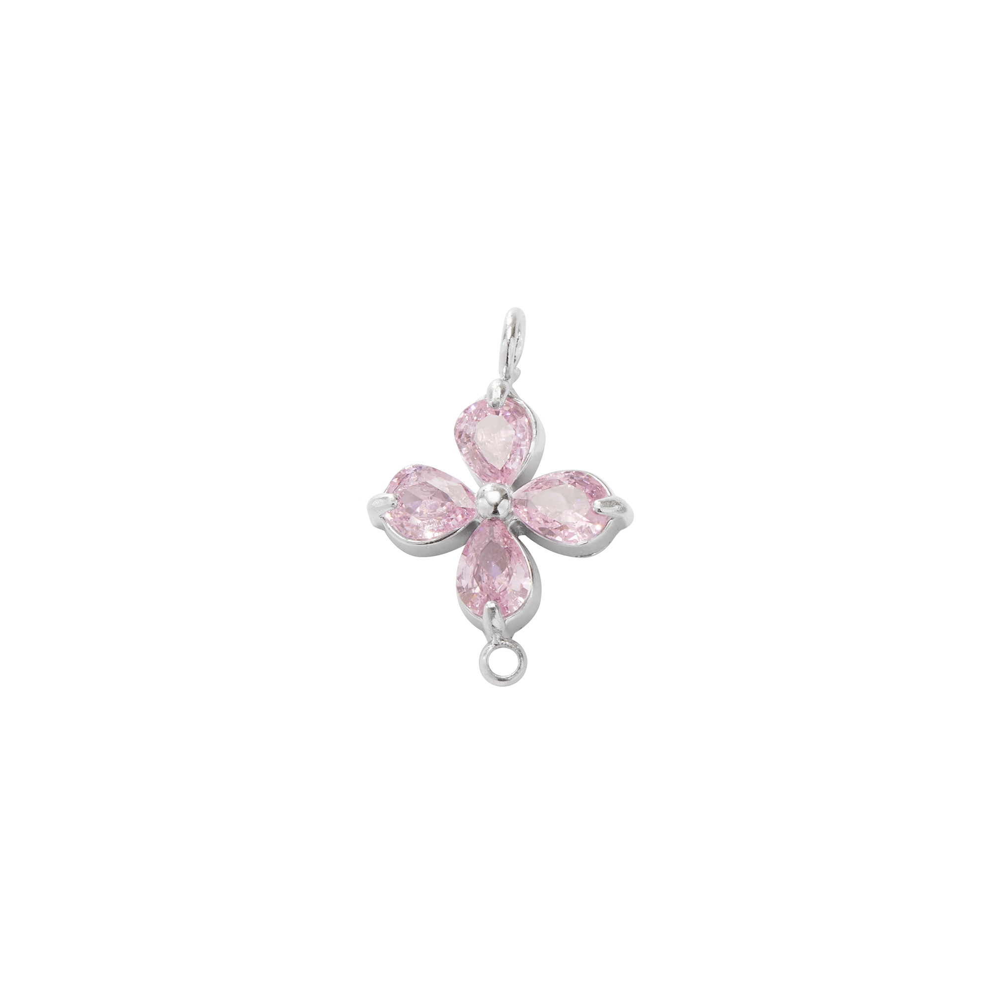 Two Loops Lucky Four Leaf Clover CZ Birthstone Stainless Steel Charm,Color Stone Leaf Clover Pendant Charm,Minimalist Gold Plated Pendant Charm 1431461 - Click Image to Close