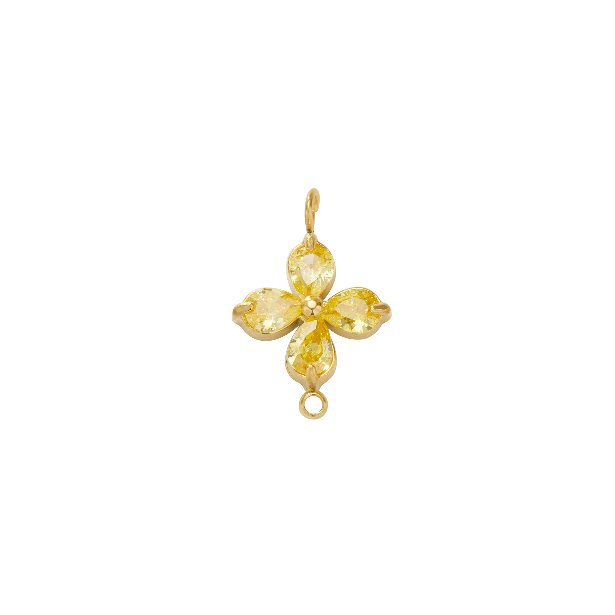 Two Loops Lucky Four Leaf Clover CZ Birthstone Stainless Steel Charm,Color Stone Leaf Clover Pendant Charm,Minimalist Gold Plated Pendant Charm 1431461 - Click Image to Close