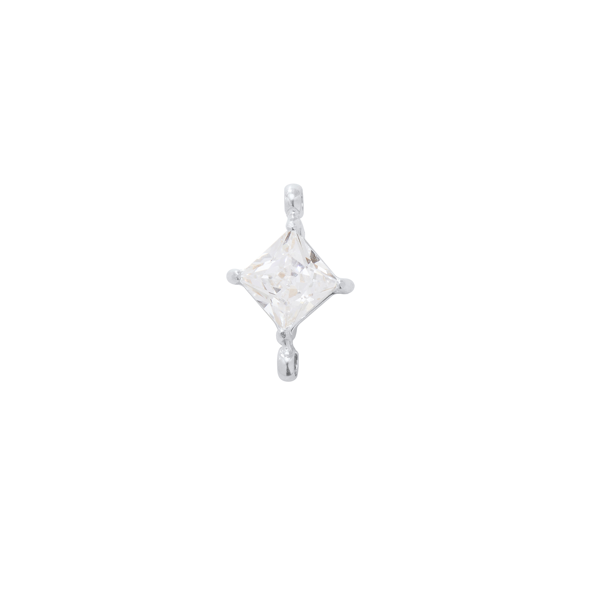 Princess Cut Square White CZ Stone Stainless Steel Charm,Square Pendant Charm With Two Loops,Minimalist Gold Plated Pendant Charm 1431462 - Click Image to Close