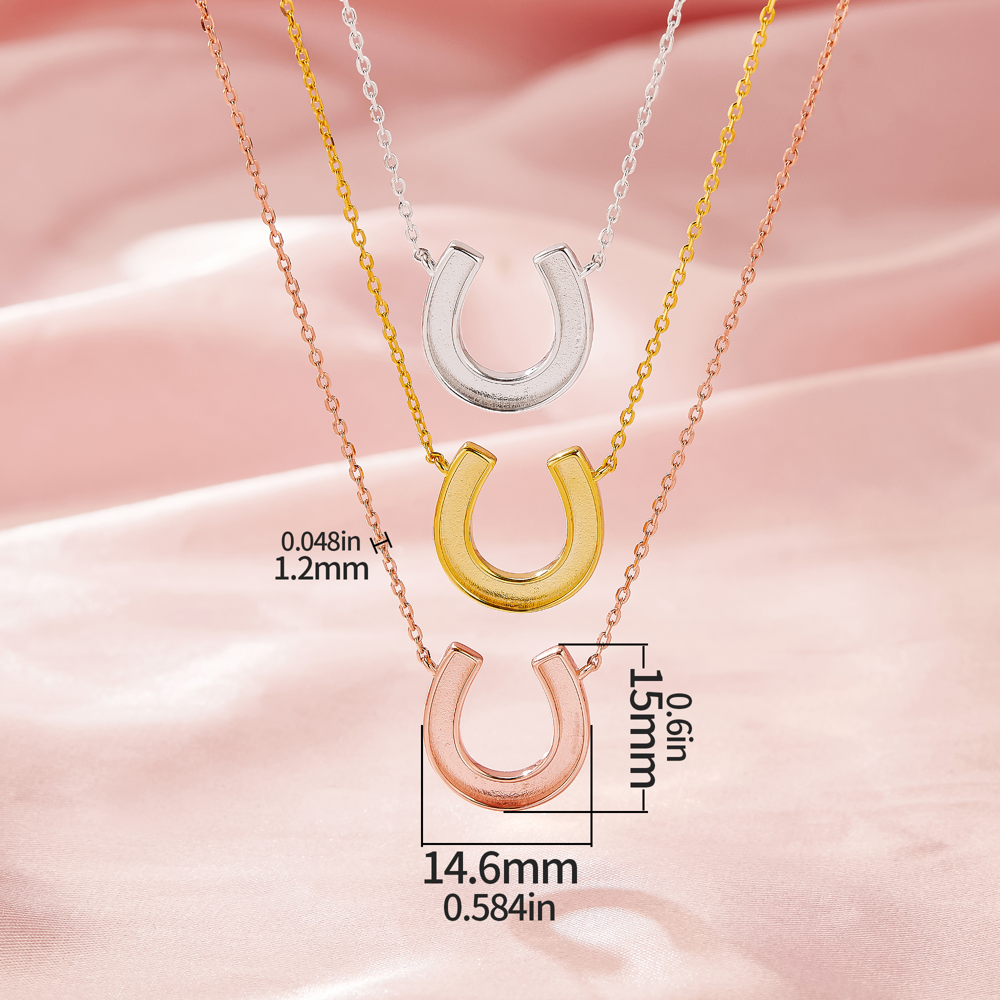 Keepsake Breast Milk Resin Horse Shoe U Bezel Pendant Necklace Settings,Solid 14K 18K Gold Necklace 16''+2'' Extension Chain 1431463 - Click Image to Close