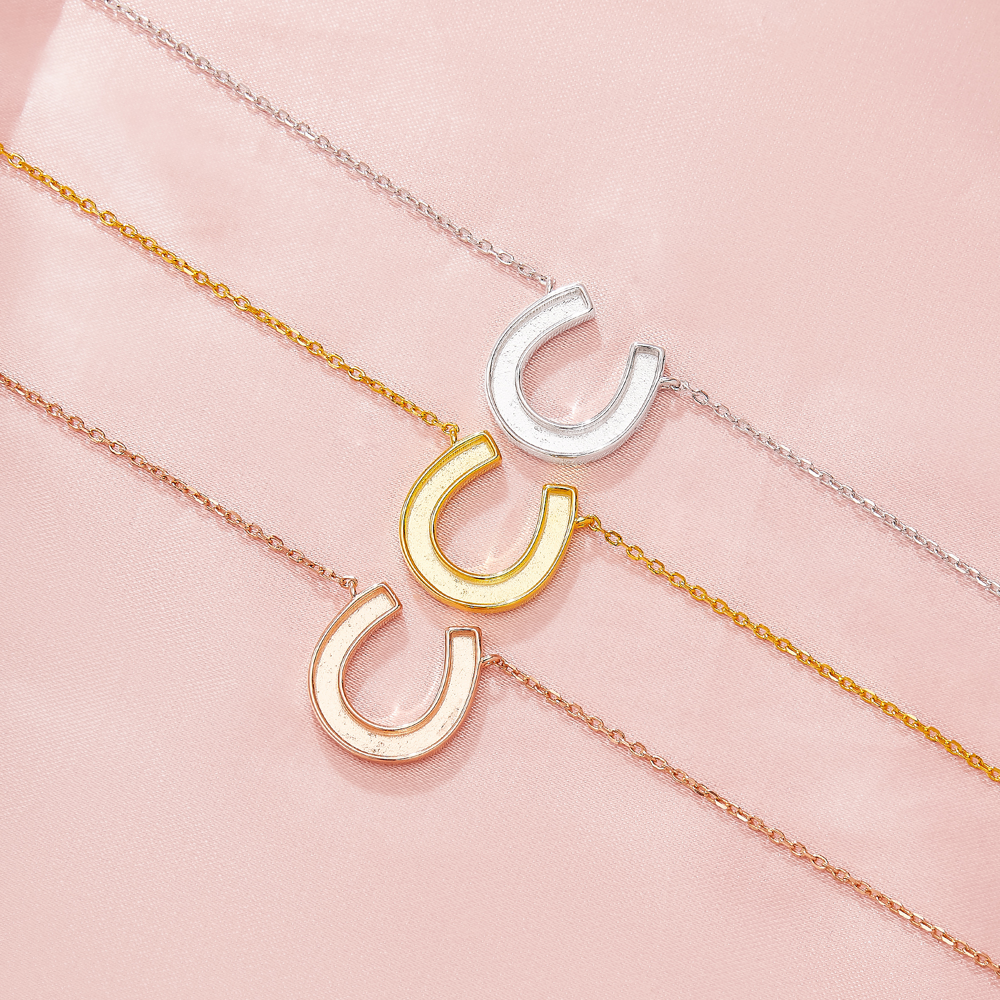 Keepsake Breast Milk Resin Horse Shoe U Bezel Pendant Necklace Settings,Solid 14K 18K Gold Necklace 16''+2'' Extension Chain 1431463 - Click Image to Close
