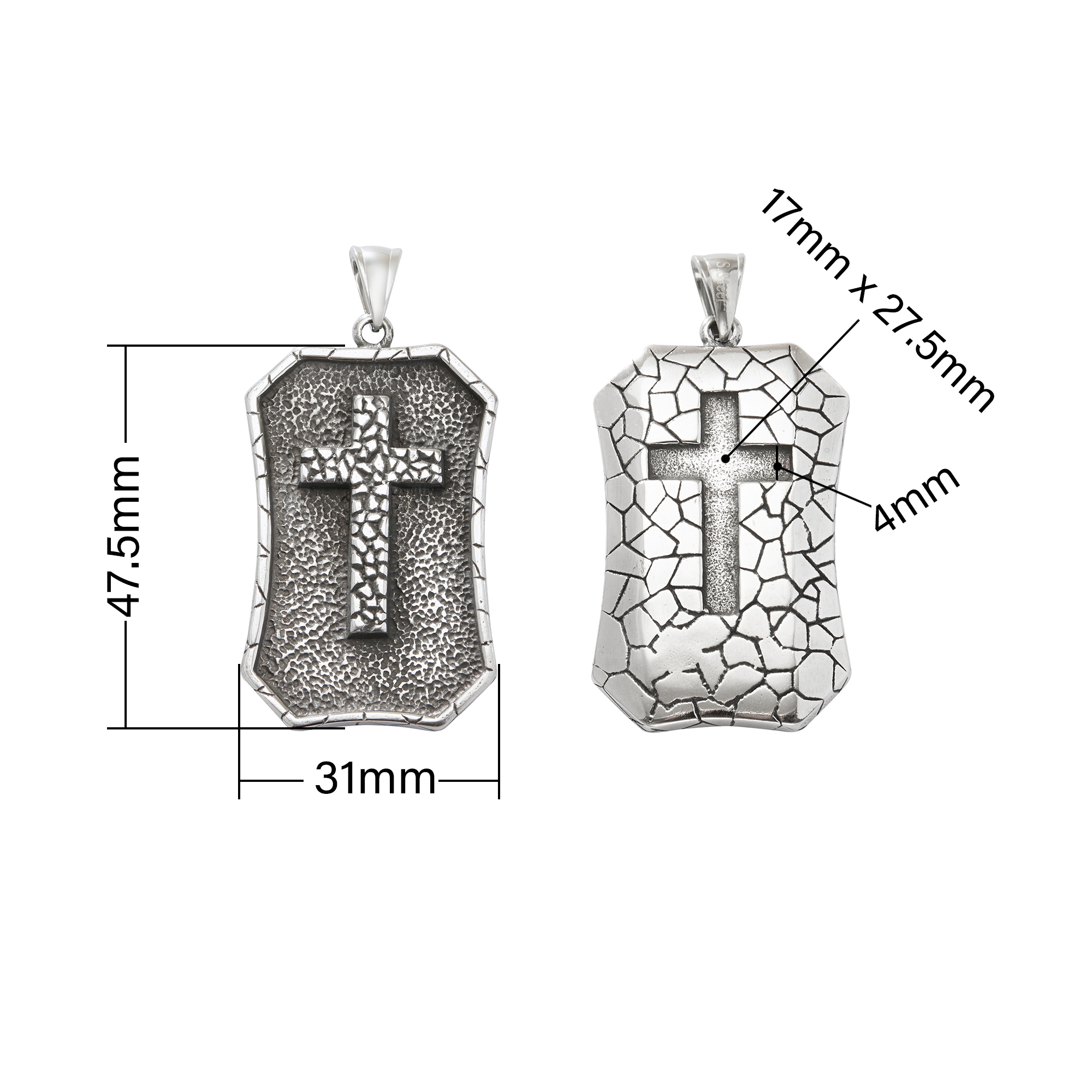 Stainless Steel Cross Pendant,Rectangular Cross Signet Pendant,Men's Silver Pendant Charm,DIY Pendant Supplies 1431464 - Click Image to Close