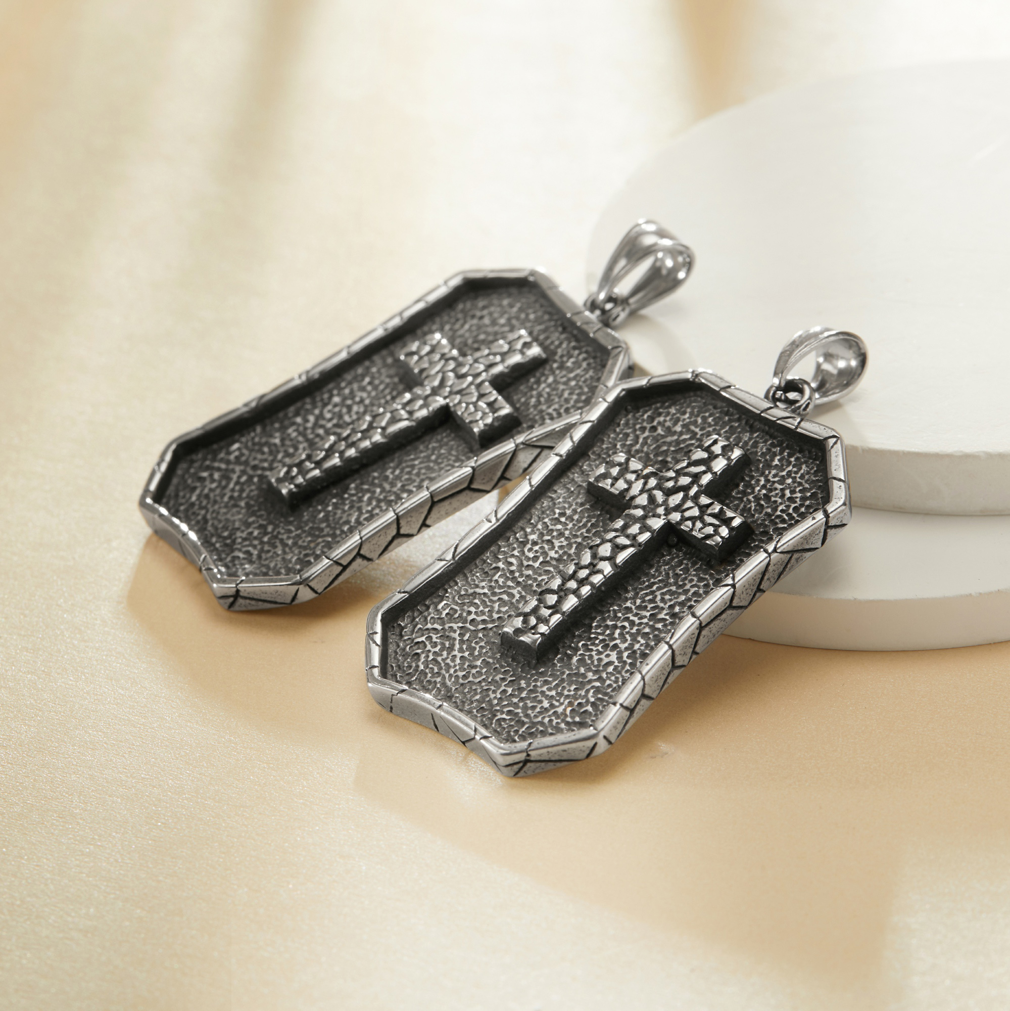 Stainless Steel Cross Pendant,Rectangular Cross Signet Pendant,Men's Silver Pendant Charm,DIY Pendant Supplies 1431464 - Click Image to Close