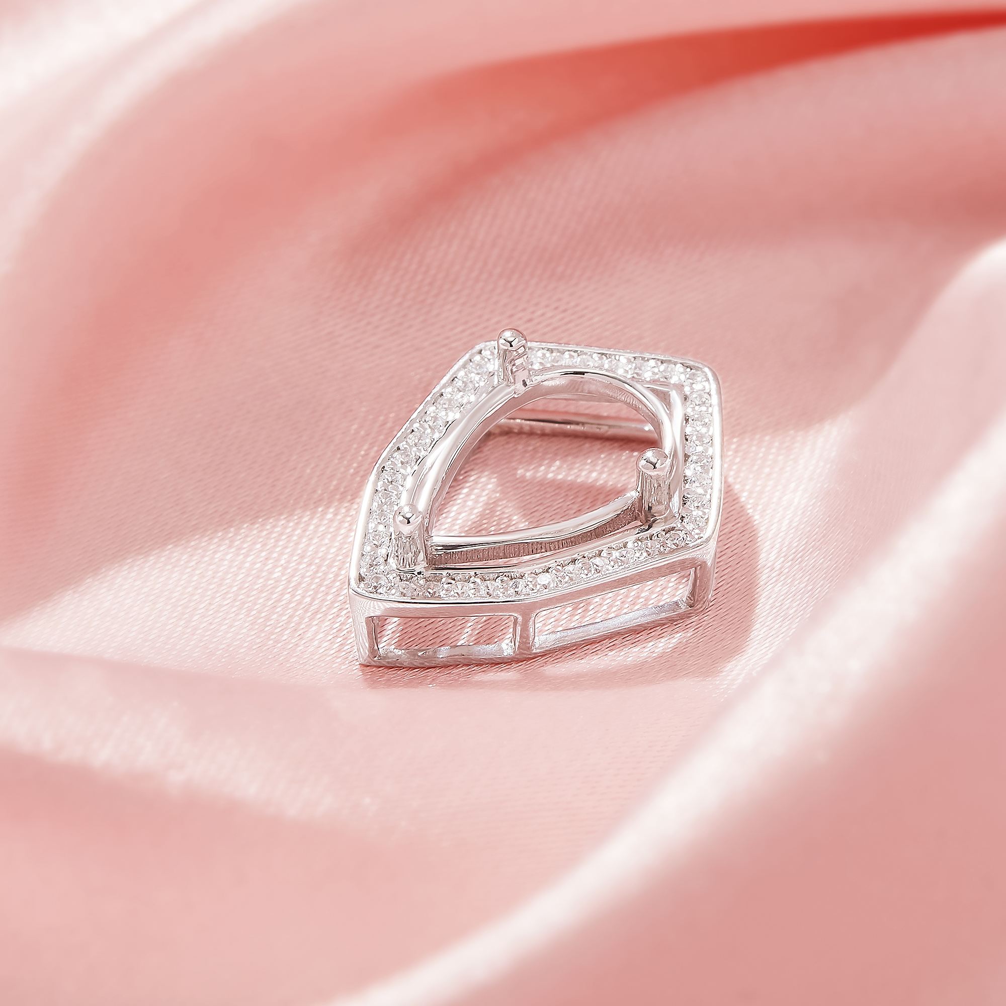 8x12MM Halo Pear Prong Pendant Settings,Solid 925 Sterling Silver Pendant Charm,Pave CZ Stone Pendant,DIY Pendant Supplies 1431481-1