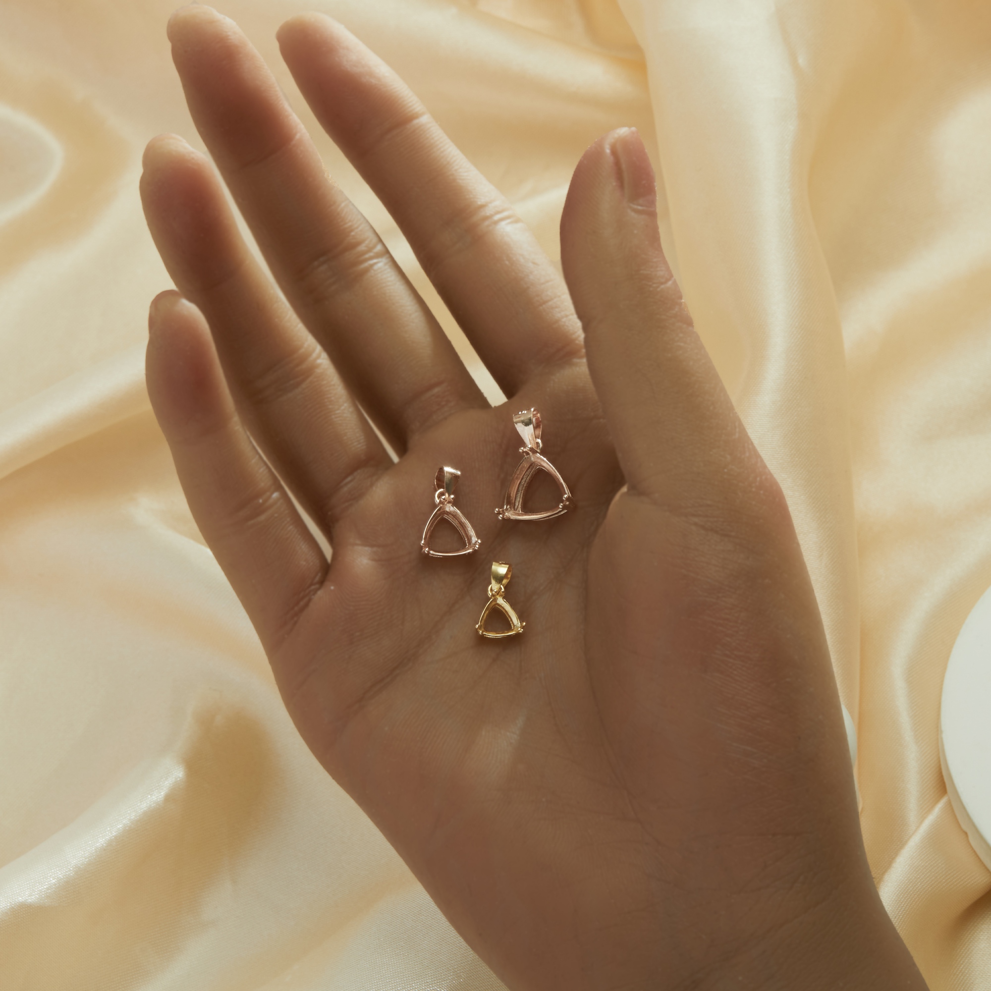 Triangle Prong Pendant Settings,Solid 925 Sterling Silver Rose Gold Plated Pendant Charm,Minimalist Triangle Pendant,DIY Pendant Supplies 1431495 - Click Image to Close