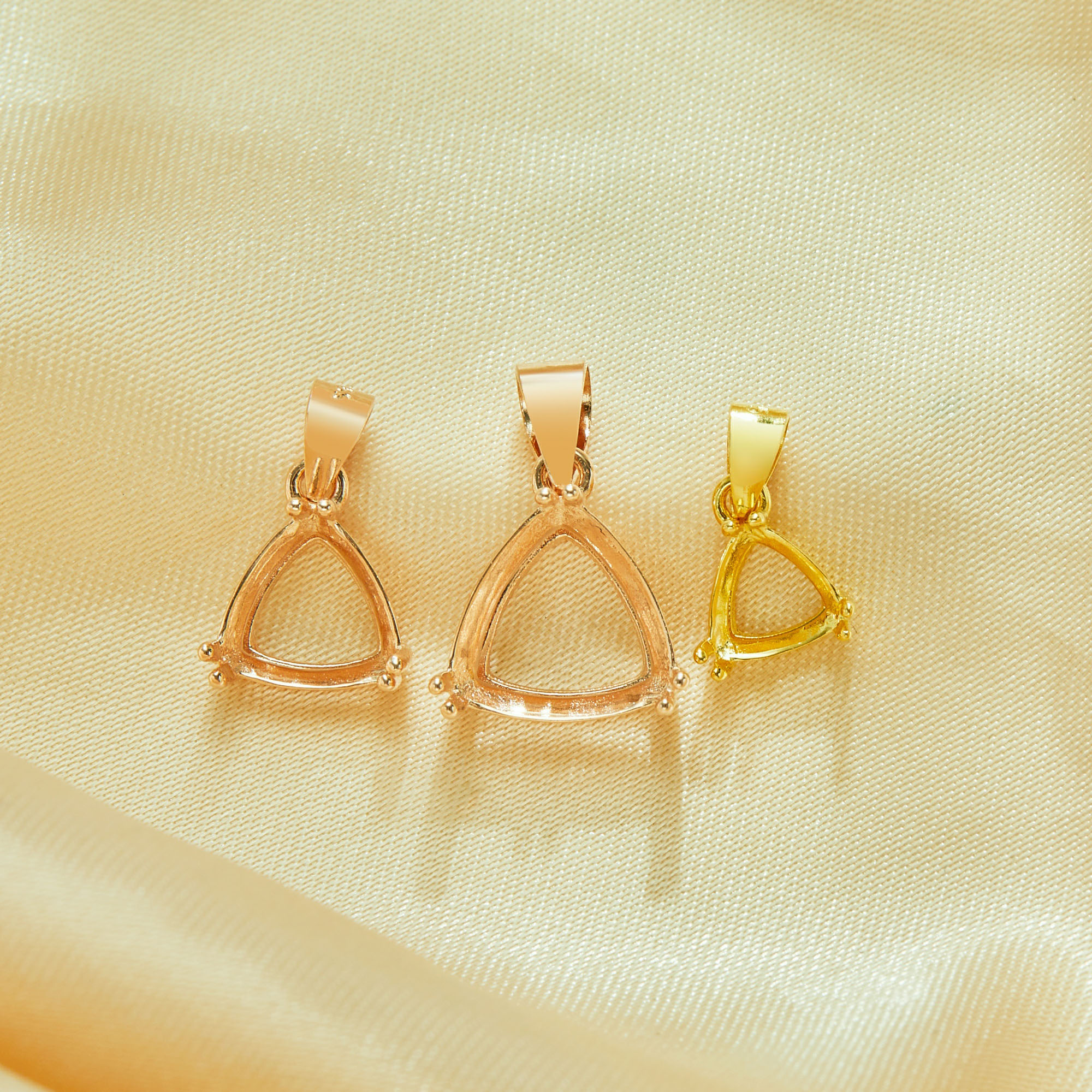 Triangle Prong Pendant Settings,Solid 925 Sterling Silver Rose Gold Plated Pendant Charm,Minimalist Triangle Pendant,DIY Pendant Supplies 1431495 - Click Image to Close
