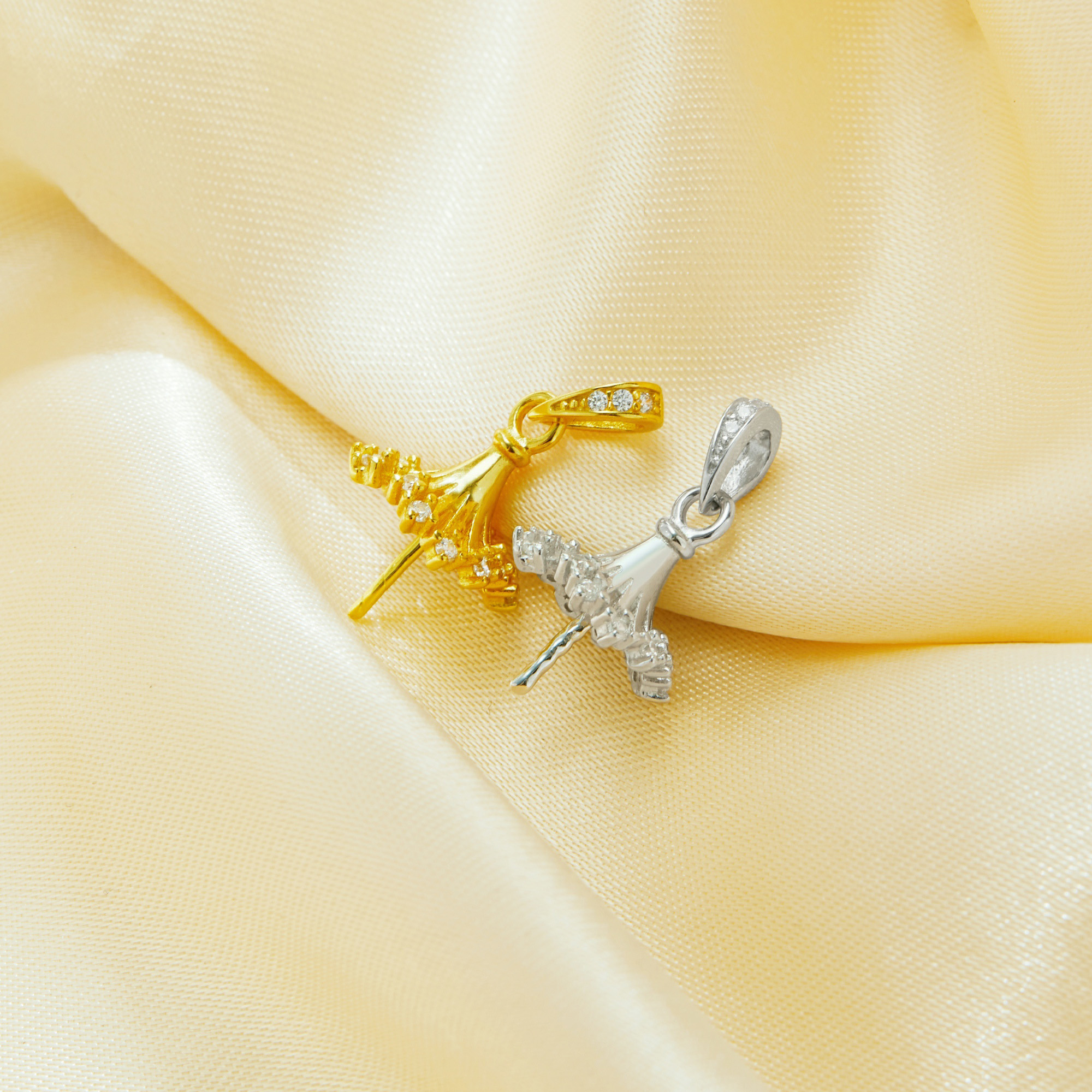 Keepsake Breast Milk Ball Flower Pin Pendant Settings for 11-16MM Half Drilled Pearl Bead,Solid 925 Sterling Silver Gold Plated Pendant Charm,DIY Pendant Supplies 1431496 - Click Image to Close