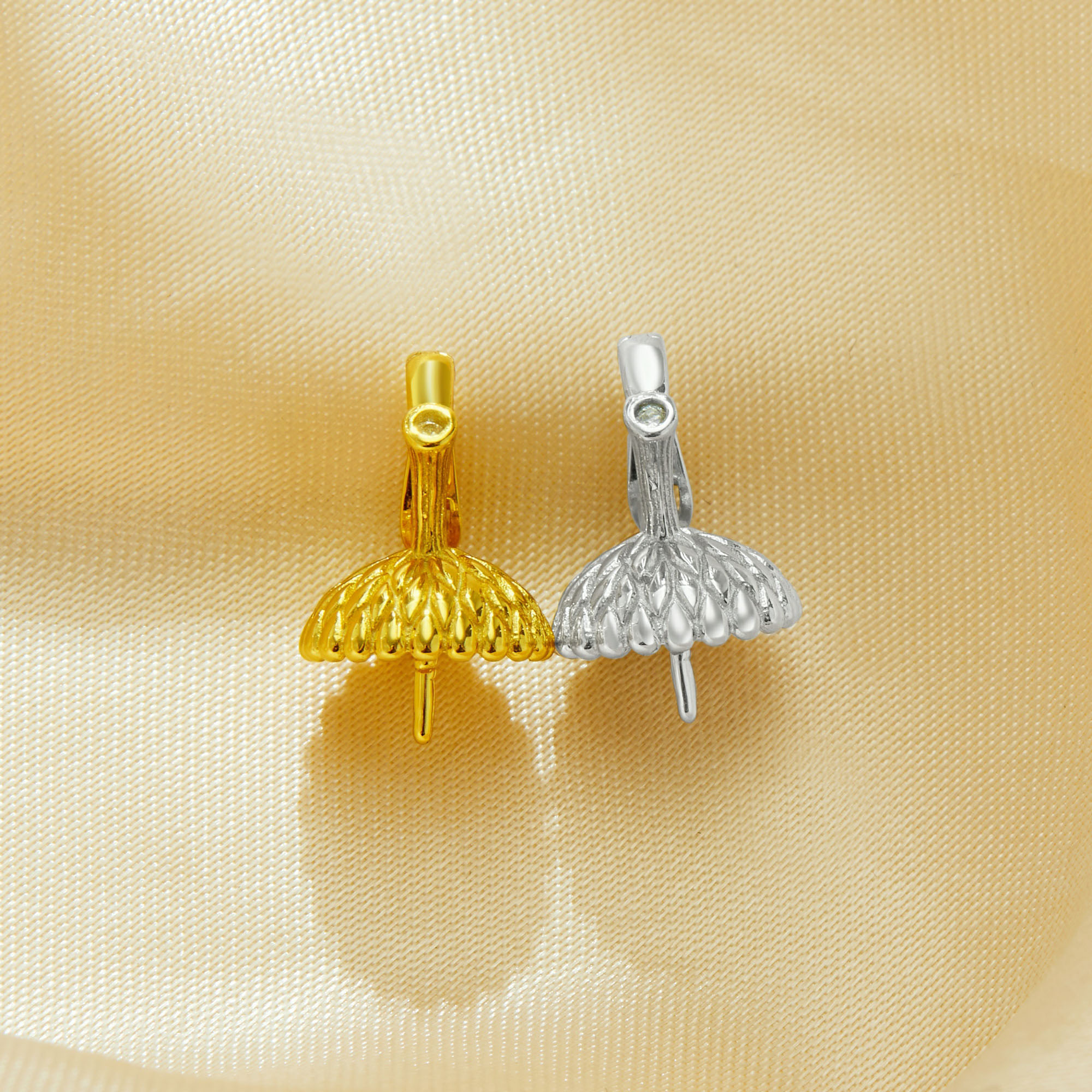 Keepsake Breast Milk Ball Acorn Nut Cap Pin Pendant Settings for 10-15MM Half Drilled Pearl Bead,Solid 925 Sterling Silver Gold Plated Pendant Charm,DIY Pendant Supplies 1431497 - Click Image to Close