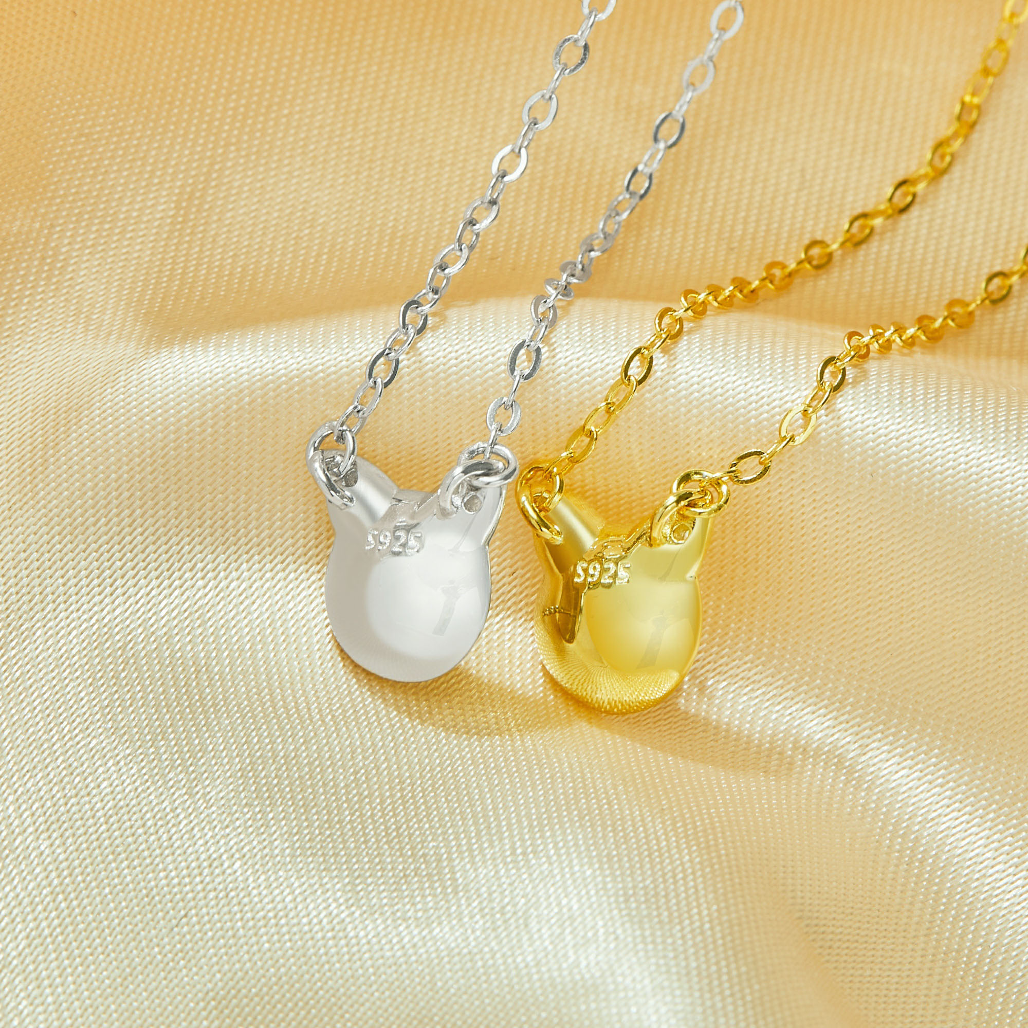 Keepsake Breast Milk Resin Ball Round Pin Pendant Necklace Settings for 8-9MM Half Drilled Pearl Bead,Cat Art Deco Solid 925 Sterling Silver Gold Plated Chain Necklace 16''+2'' 1431498 - Click Image to Close