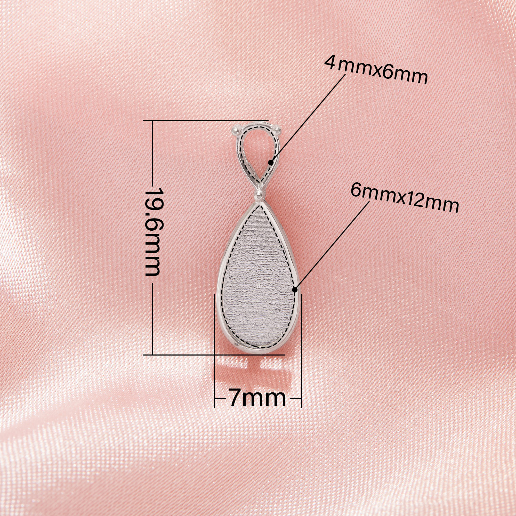 6x12MM Keepsake Breast Milk Resin Pear Bezel Pendant Settings With 4x6MM Pear Prong Settings,Solid 925 Sterling Silver Pendant Charm,DIY Pendant Supplies 1431502