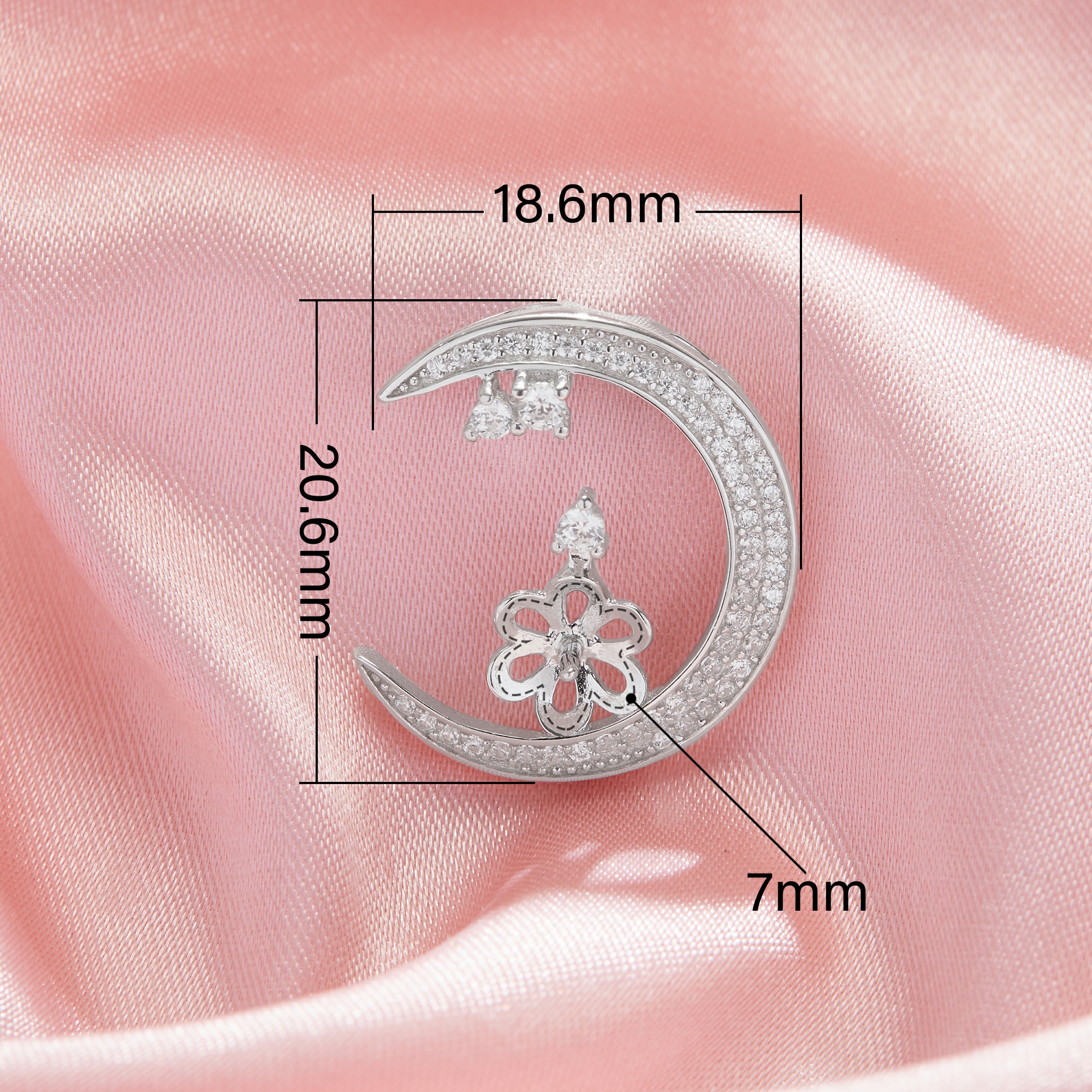 Keepsake Breast Milk Ball Pin Pendant Settings for Half Drilled Pearl Beads,Moon Solid 14K 18K Gold Pendant,DIY Pendant Supplies For Gemstone 1431505 - Click Image to Close