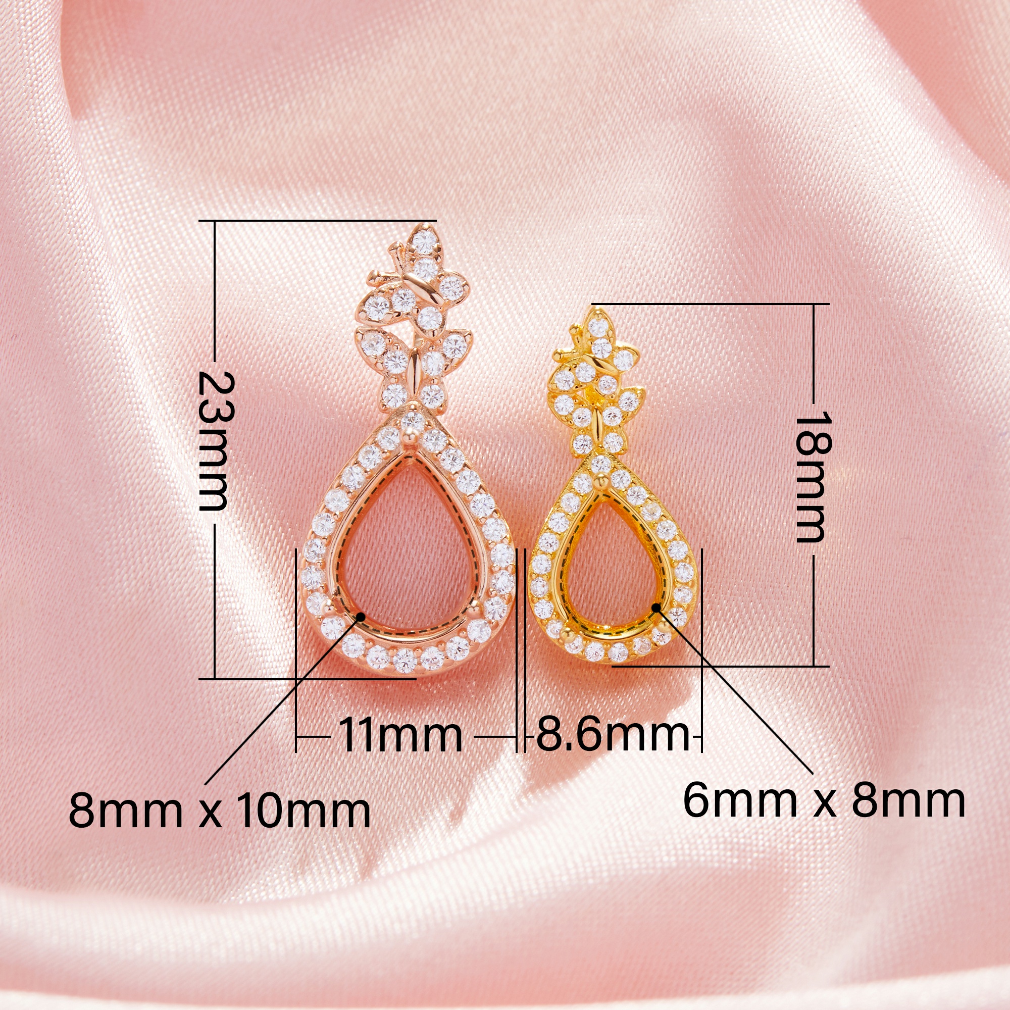 Halo Pear Prong Pendant Settings,Solid 14K 18K Gold Pendant,Moissanite Art Deco Pendant,Vintage Styles Pendant,DIY Pendant Supplies 1431506 - Click Image to Close