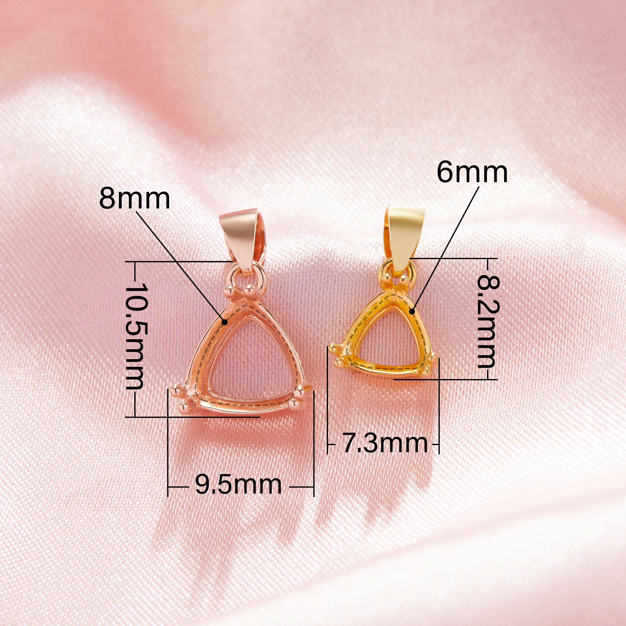Triangle Prong Pendant Settings,Solid 14K 18K Gold Pendant,Minimalist Triangle Pendant,DIY Pendant Supplies For Gemstone 1431507 - Click Image to Close
