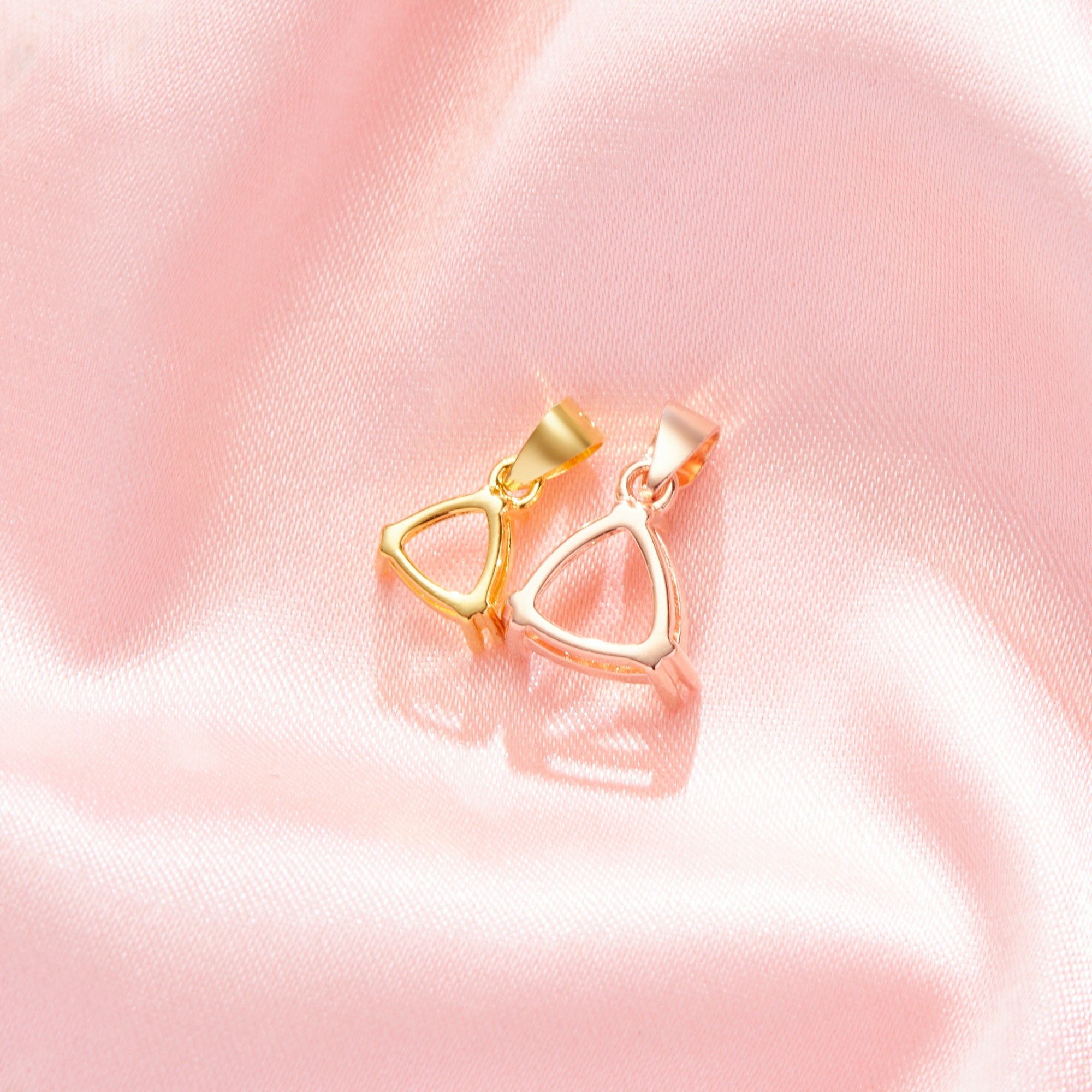 Triangle Prong Pendant Settings,Solid 14K 18K Gold Pendant,Minimalist Triangle Pendant,DIY Pendant Supplies For Gemstone 1431507 - Click Image to Close