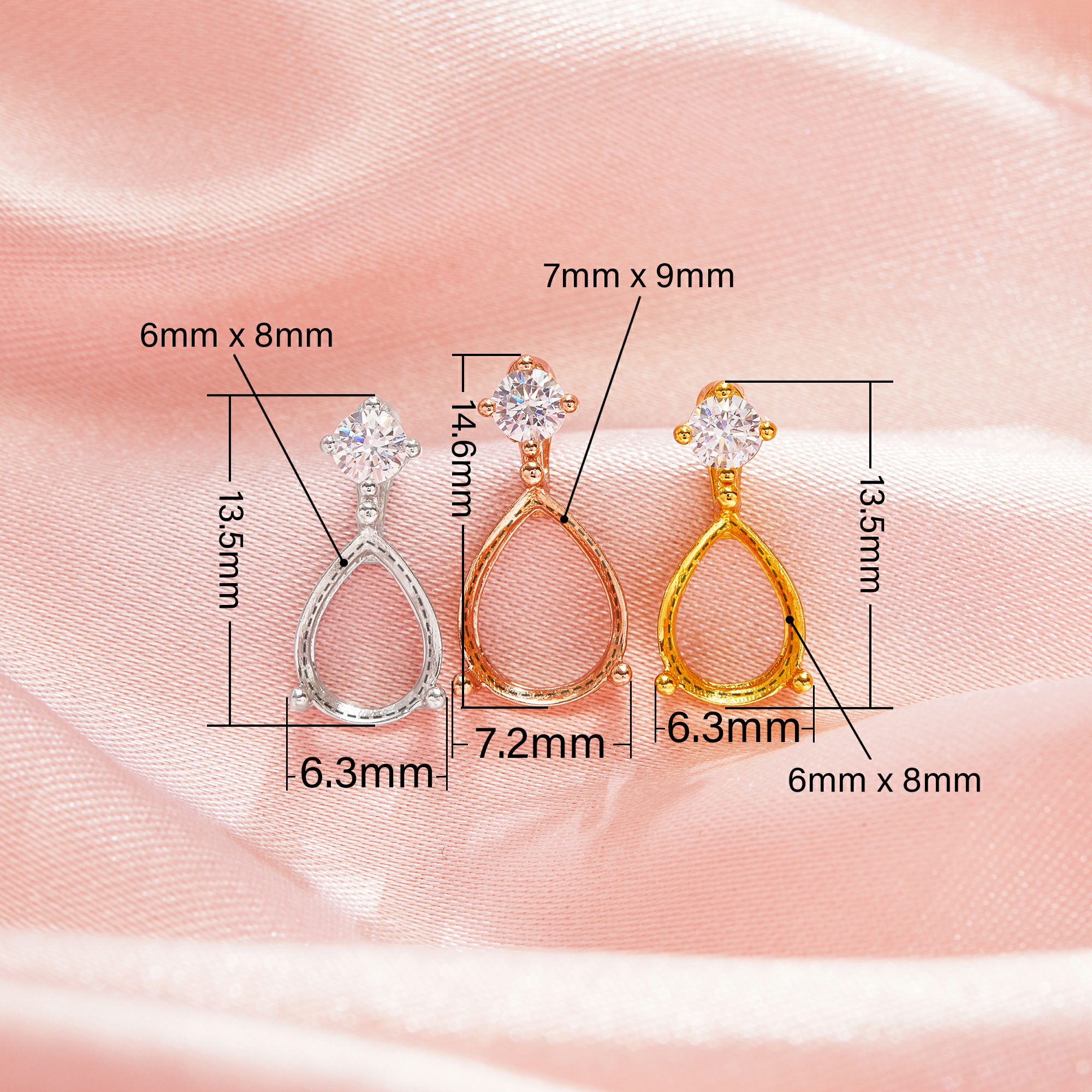 Pear Prong Pendant Settings,Solid 14K 18K Gold Pendant,Art Deco Pear Pendant,DIY Pendant Supplies For Gemstone 1431508 - Click Image to Close