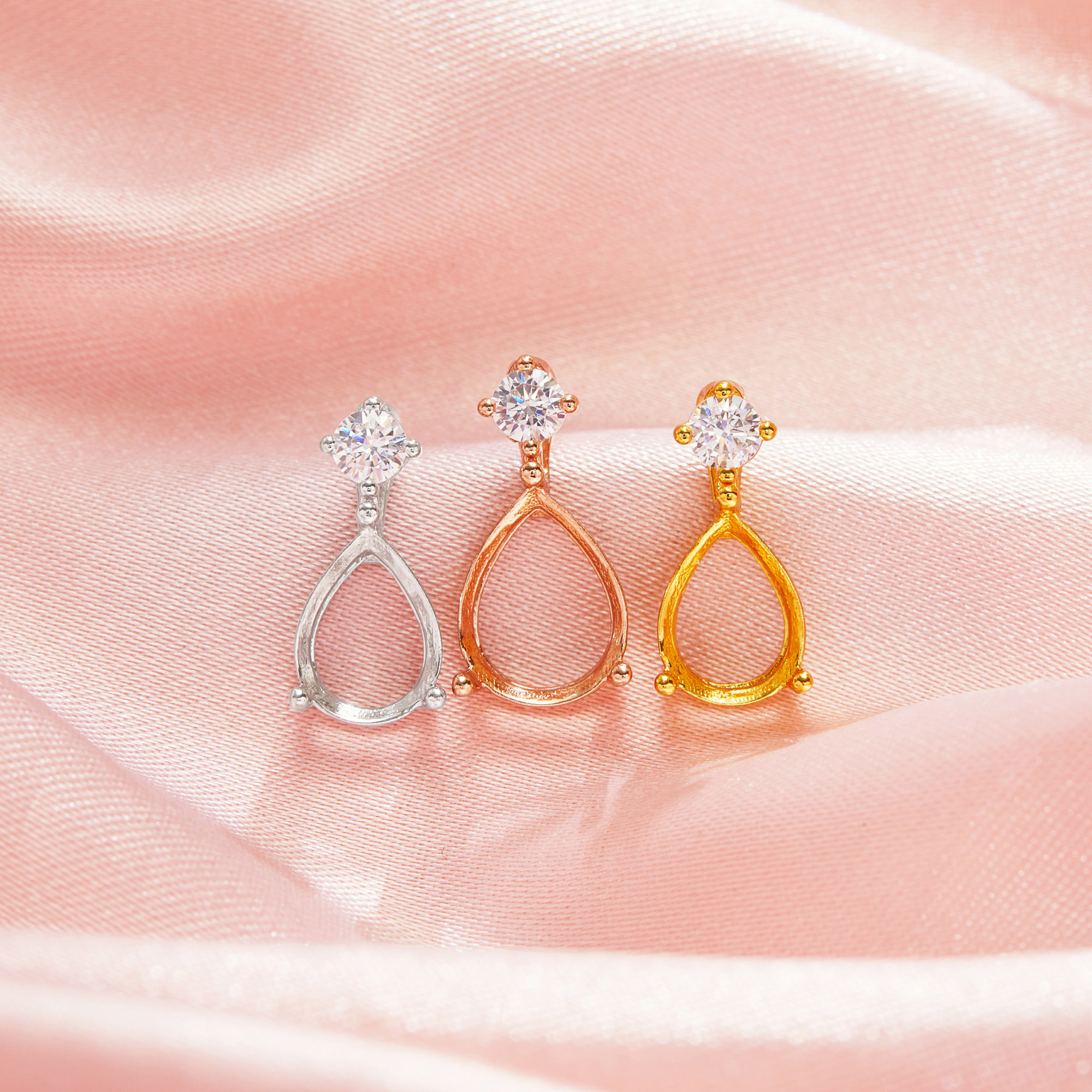 Pear Prong Pendant Settings,Solid 14K 18K Gold Pendant,Art Deco Pear Pendant,DIY Pendant Supplies For Gemstone 1431508 - Click Image to Close