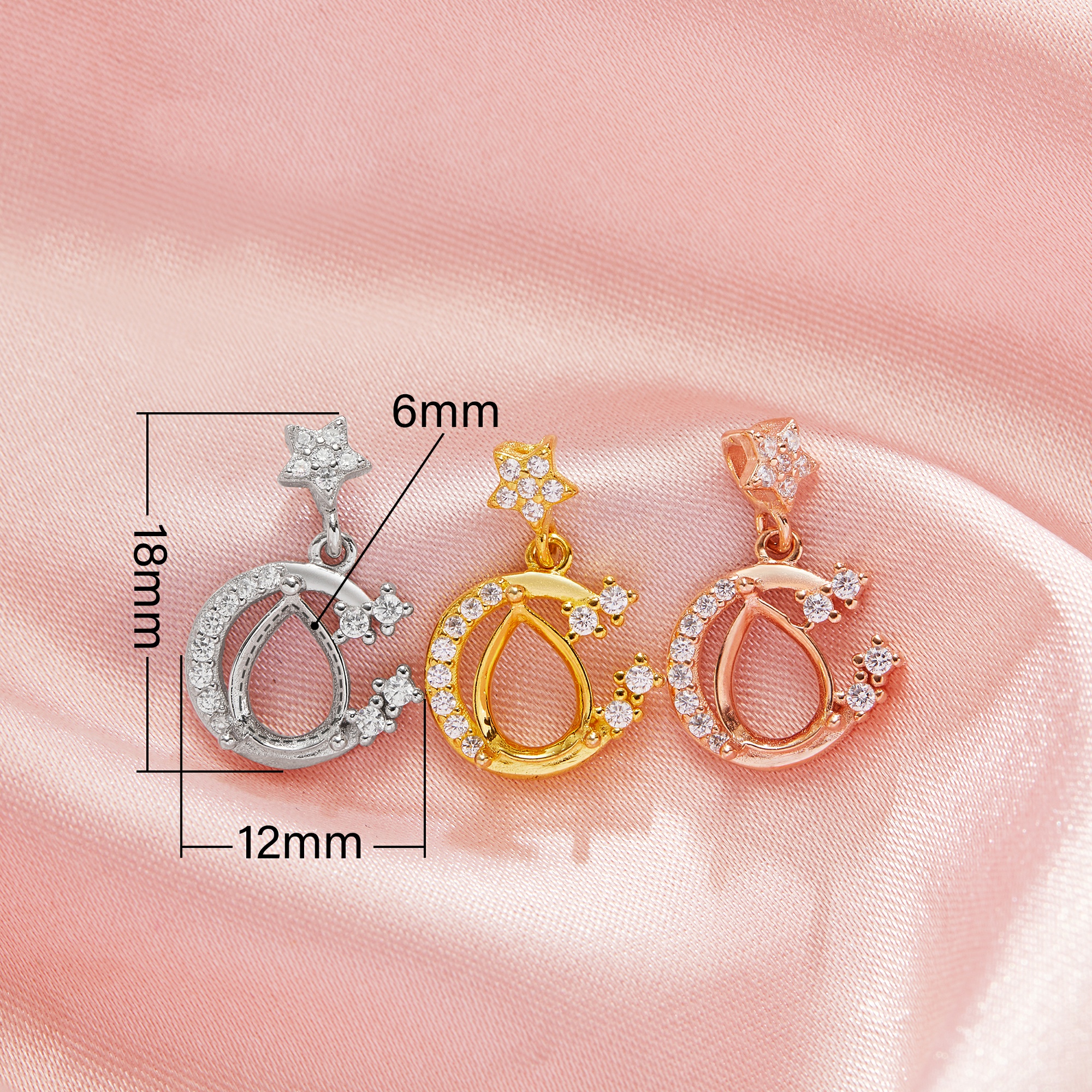 6x8MM Pear Prong Pendant Bezel Settings,Moon Solid 14K 18K Gold Pendant,Art Deco Pendant,DIY Pendant Supplies For Gemstone 1431509 - Click Image to Close