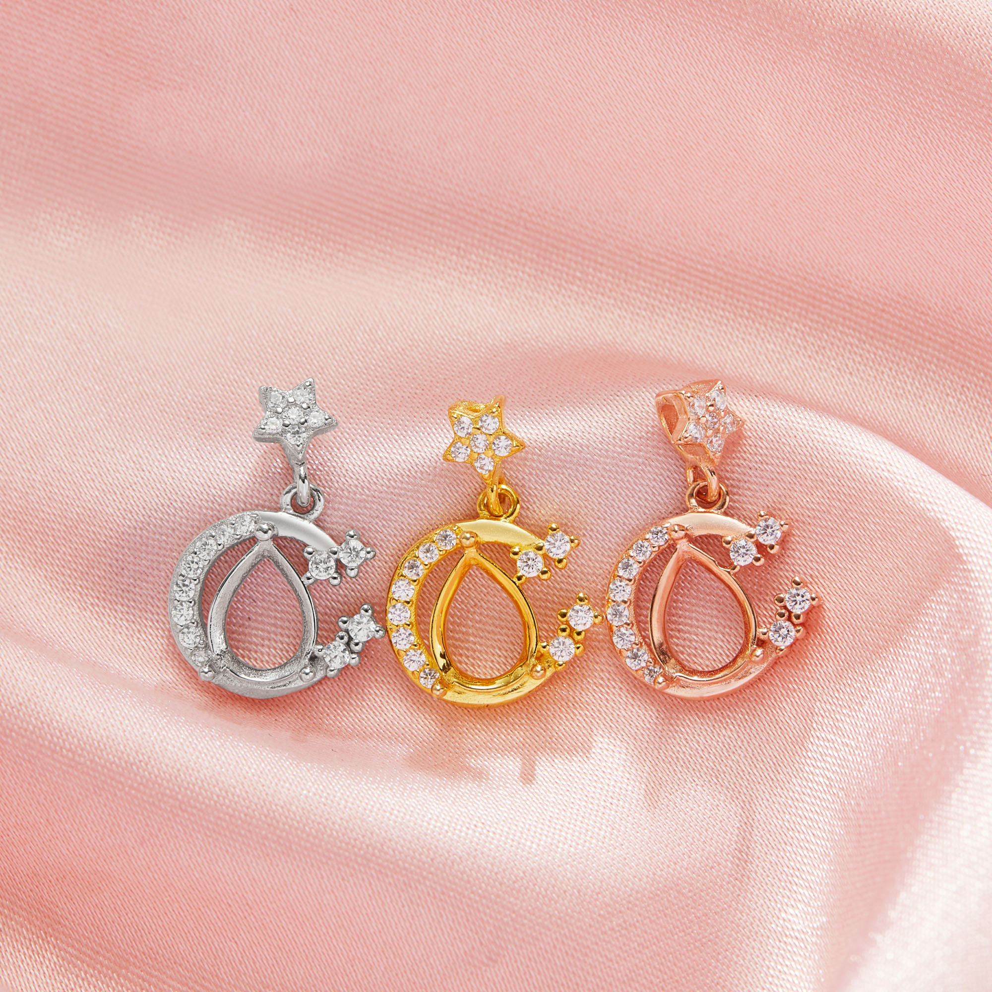 6x8MM Pear Prong Pendant Bezel Settings,Moon Solid 14K 18K Gold Pendant,Art Deco Pendant,DIY Pendant Supplies For Gemstone 1431509 - Click Image to Close