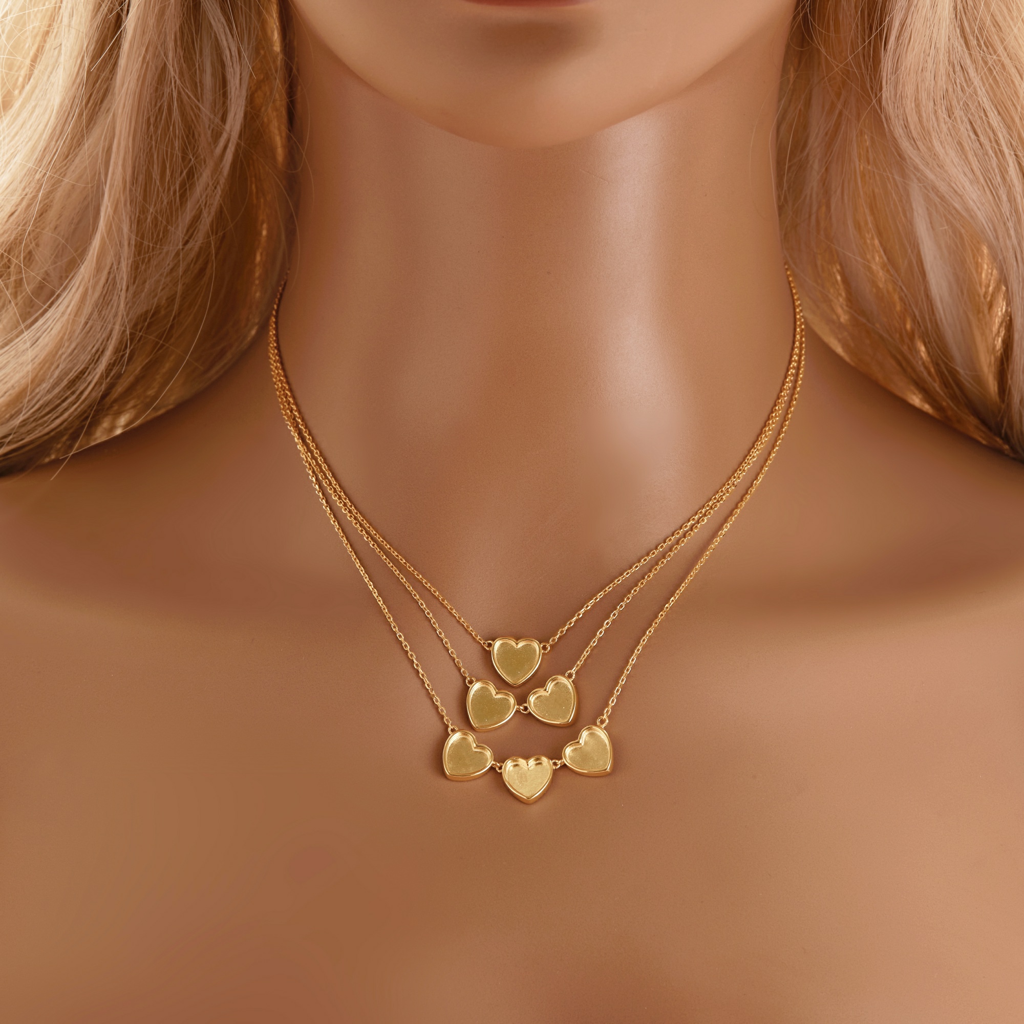 Keepsake Breast Milk Heart Bezel Pendant Settings,Solid Back Solid 14K 18K Gold Necklace,DIY Jewelry With Necklace Chain 16''+2'' 1431511 - Click Image to Close