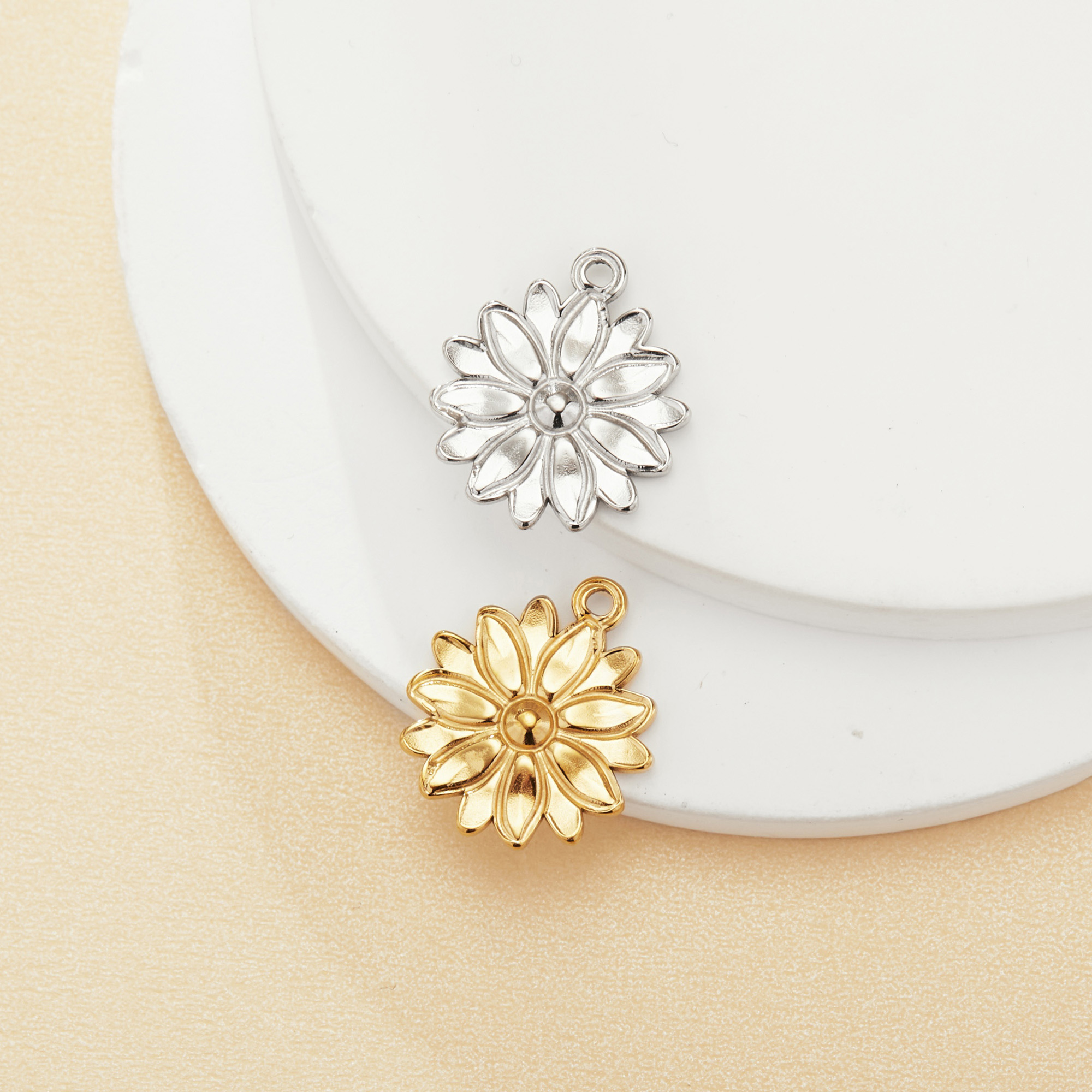 2MM Round Bezel Stainless Steel Pendant Settings,Yellow Gold Silver Flower Pendant Charm,Art Deco Flower Pendant,DIY Pendant Blank Supplies 1431514 - Click Image to Close
