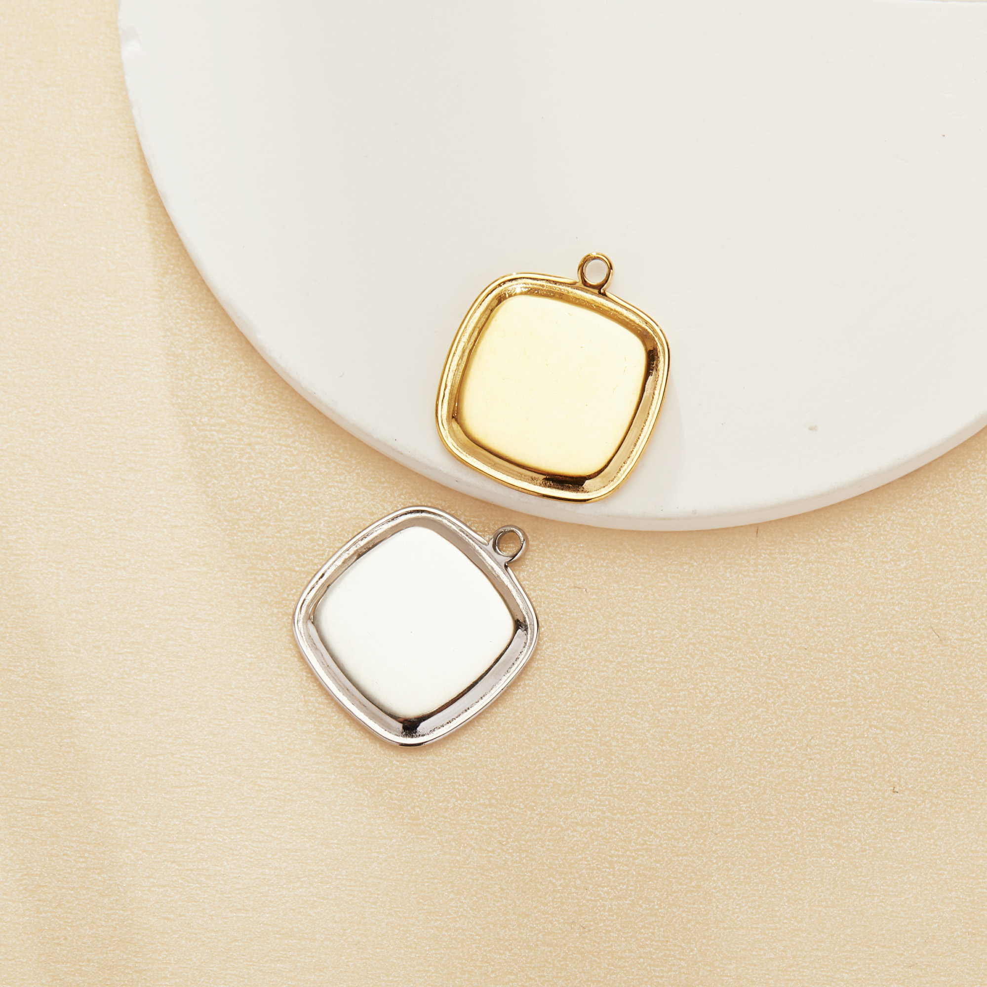 13MM Cushion Square Stainless Steel Pendant Settings,Yellow Gold Silver Flower Pendant Charm,Simple Square Pendant,DIY Pendant Blank Supplies 1431515 - Click Image to Close